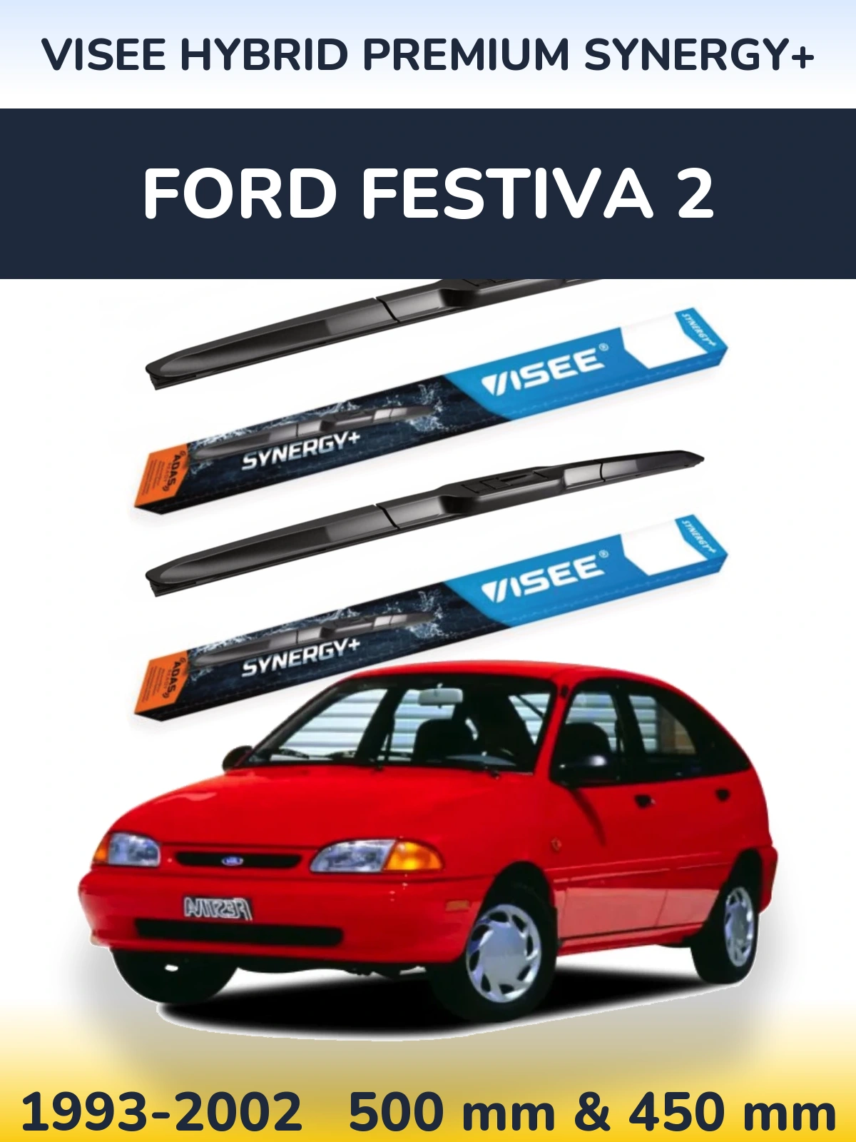 Комплект передніх щіток VISEE HYBRID PREMIUM SYNERGY+ 500 & 450 мм для Ford Festiva 2 1993-2002