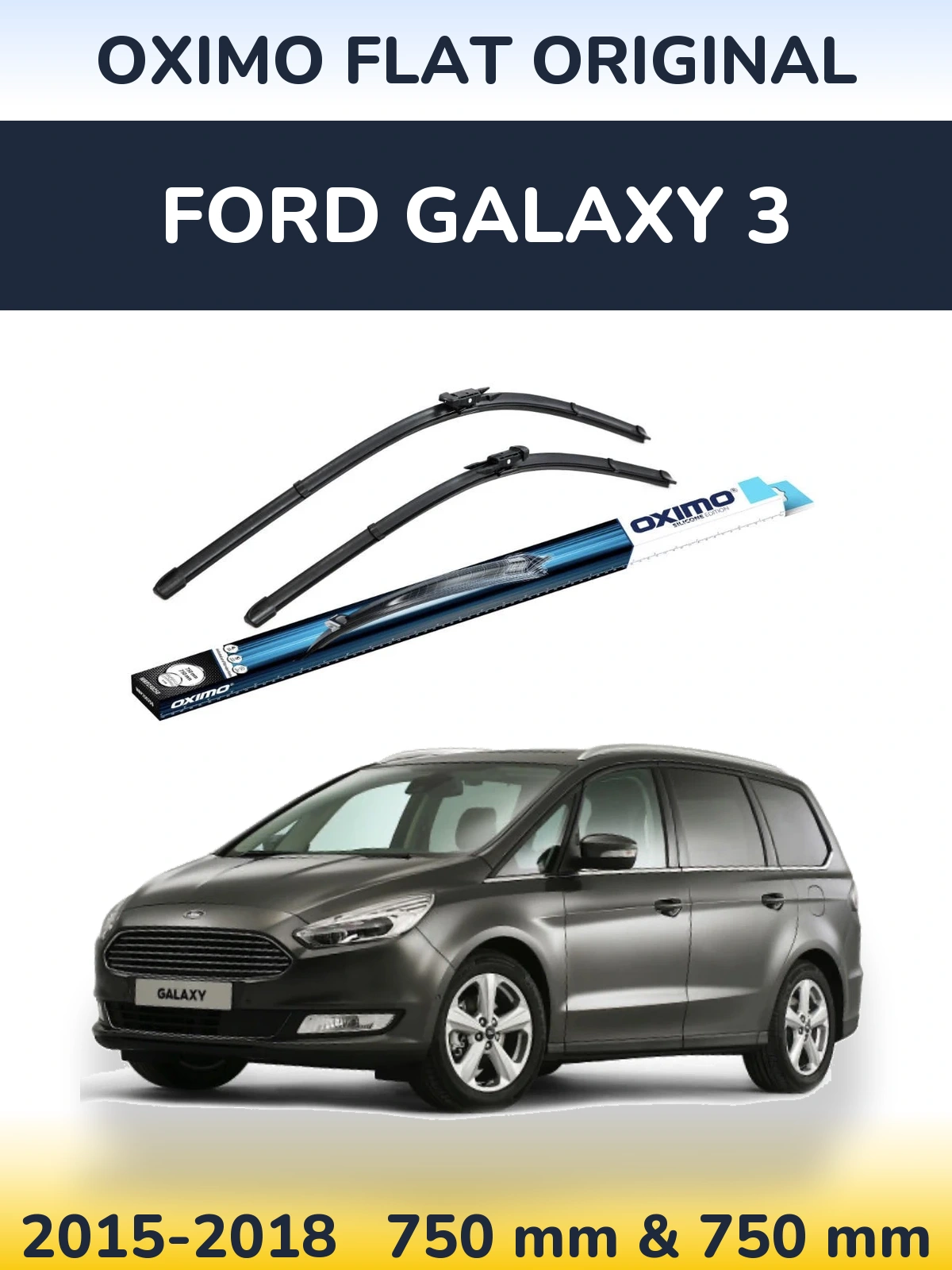 Комплект передних дворников Oximo Flat Original 750 & 750 мм для Ford Galaxy 3 2015-2018