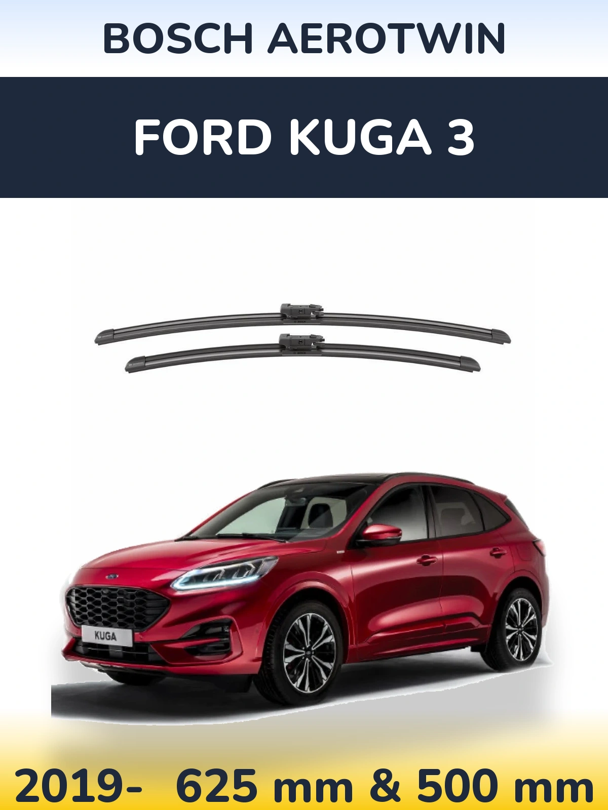 Комплект передних дворников BOSCH AeroTwin 625 & 500 мм для Ford Kuga 3 2019-2026