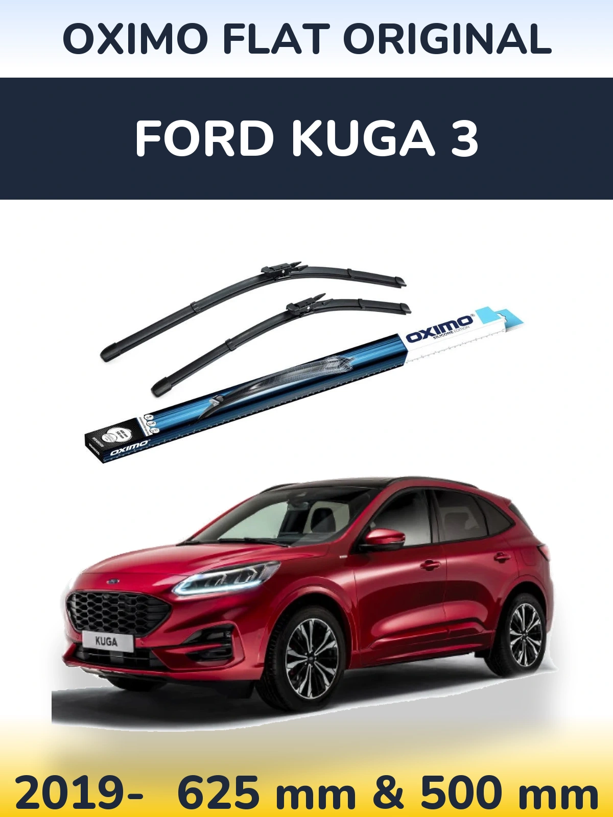 Комплект передніх щіток Oximo Flat Original 600 & 500 мм для Ford Kuga 3 2019-2026