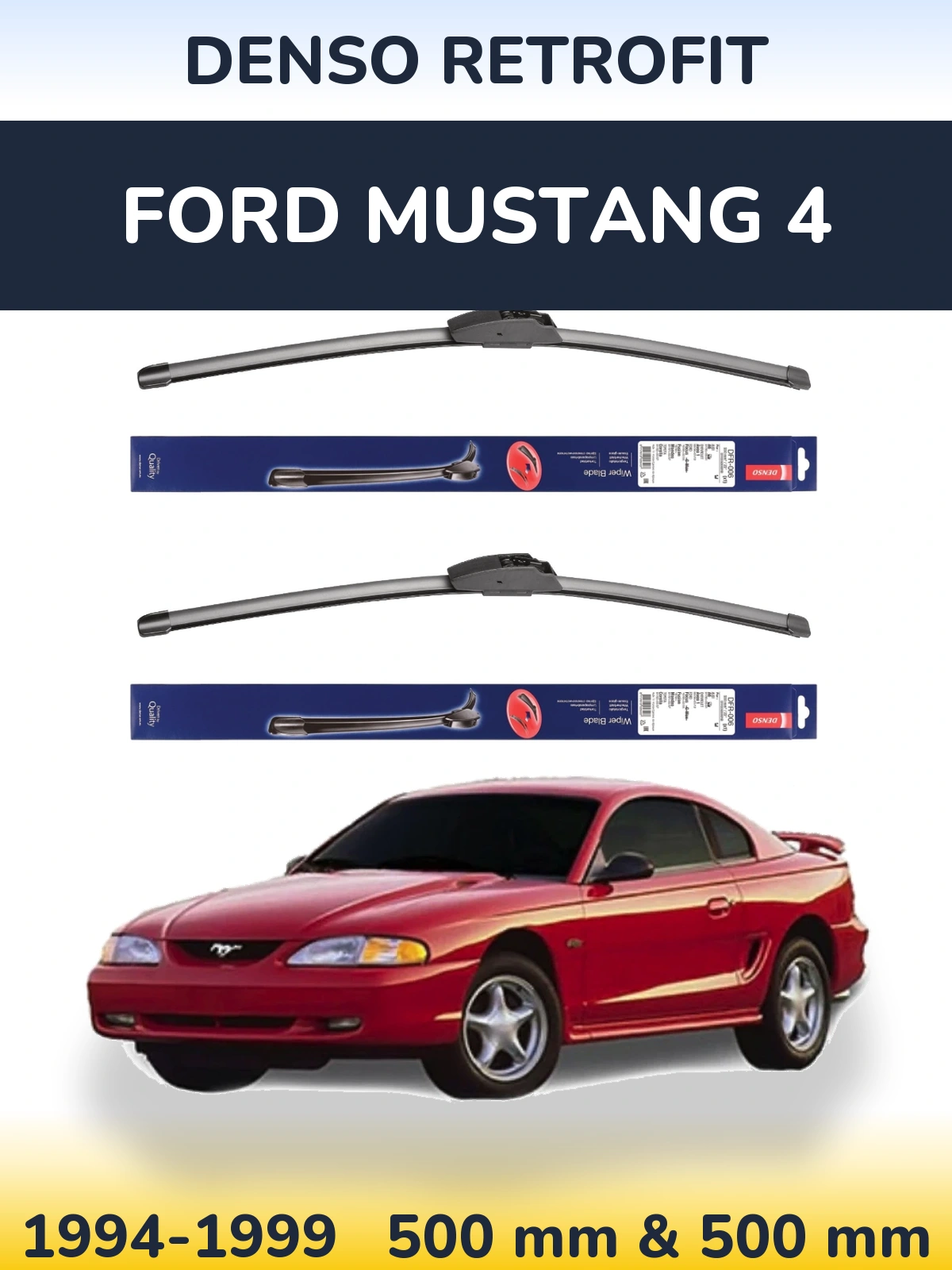 Комплект передних дворников Denso Retrofit 500 & 500 мм для Ford Mustang 4 1994-1999