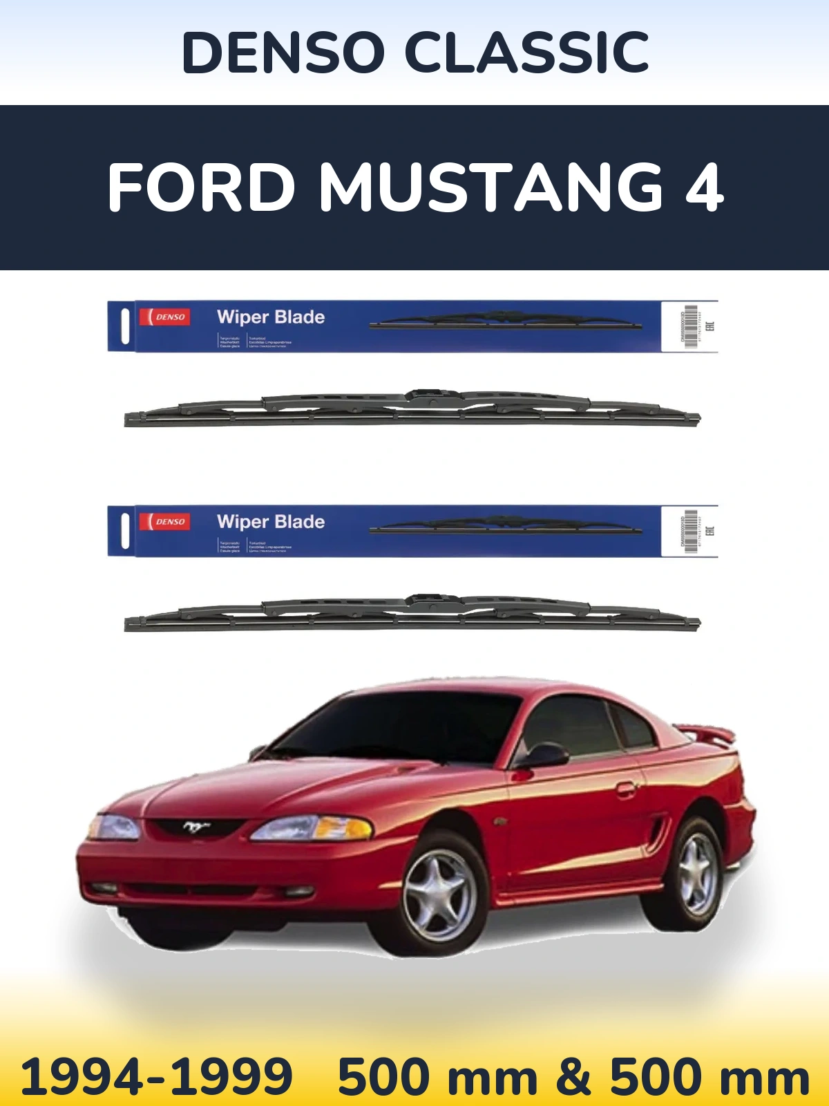 Komplet przednich wycieraczek Denso Classic 500 & 500 mm do Ford Mustang 4 1994-1999