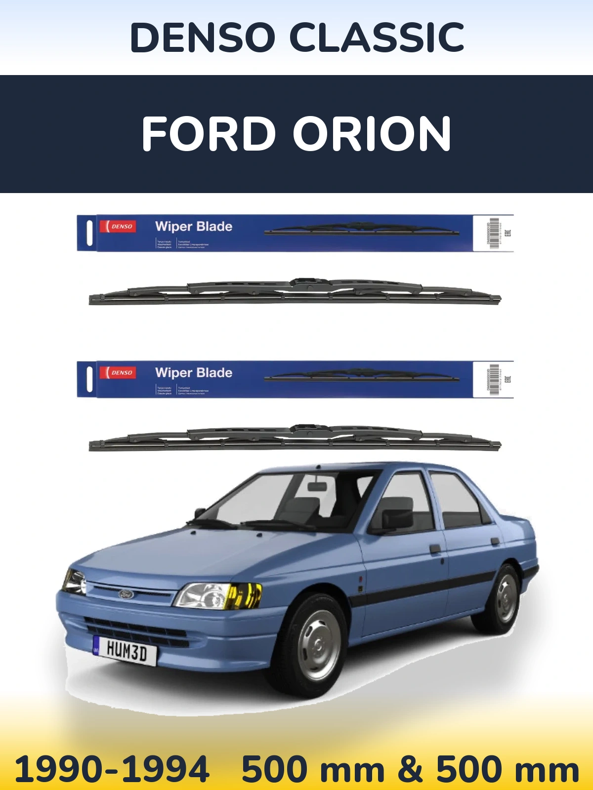 Комплект передних дворников Denso Classic 500 & 500 мм для Ford Orion 1990-1994