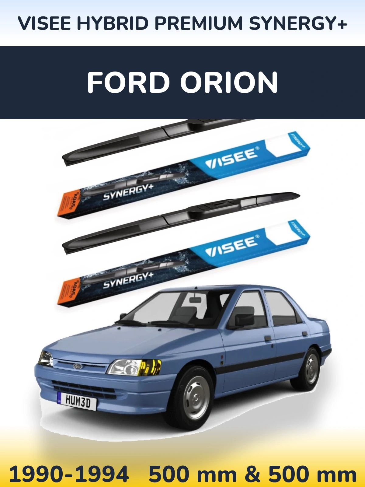 Komplet przednich wycieraczek VISEE HYBRID PREMIUM SYNERGY+ 500 & 500 mm do Ford Orion 1990-1994