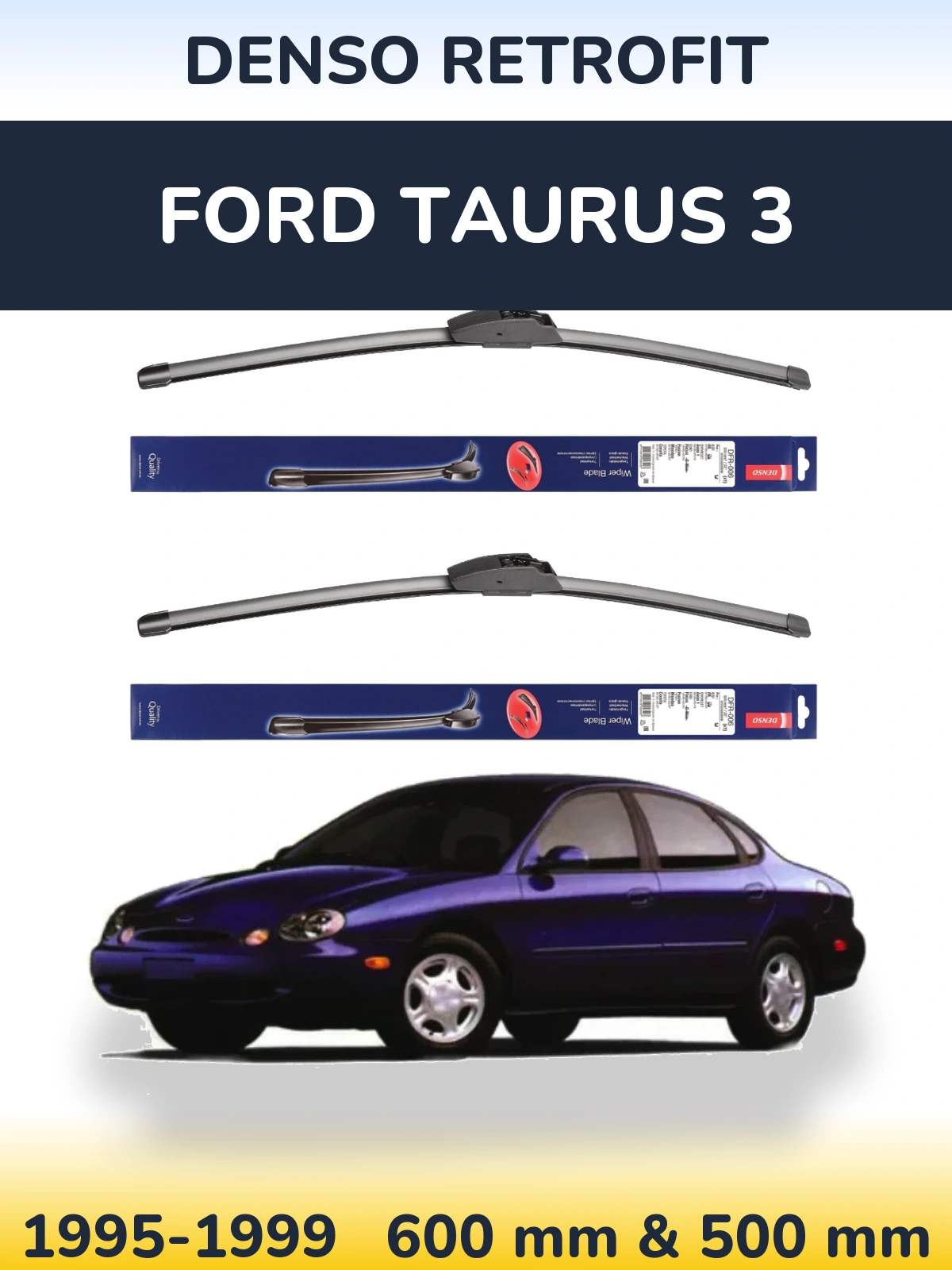 Комплект передніх щіток Denso Retrofit 600 & 500 мм для Ford Taurus 3 1995-1999