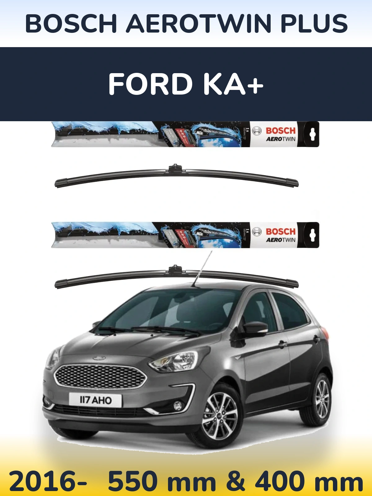 Комплект передних дворников BOSCH AeroTwin Plus 550 & 400 мм для Ford Ka+ 2016-2026
