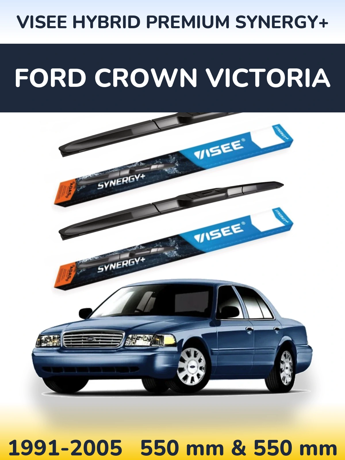 Комплект передних дворников VISEE HYBRID PREMIUM SYNERGY+ 550 & 550 мм для Ford Crown Victoria 1991-2005