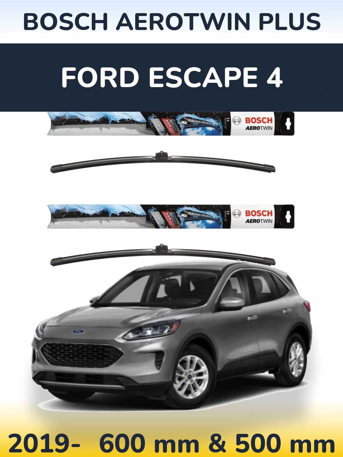 Front wiper blade set BOSCH AeroTwin Plus 600 & 500 mm for Ford Escape 4 2019-2026
