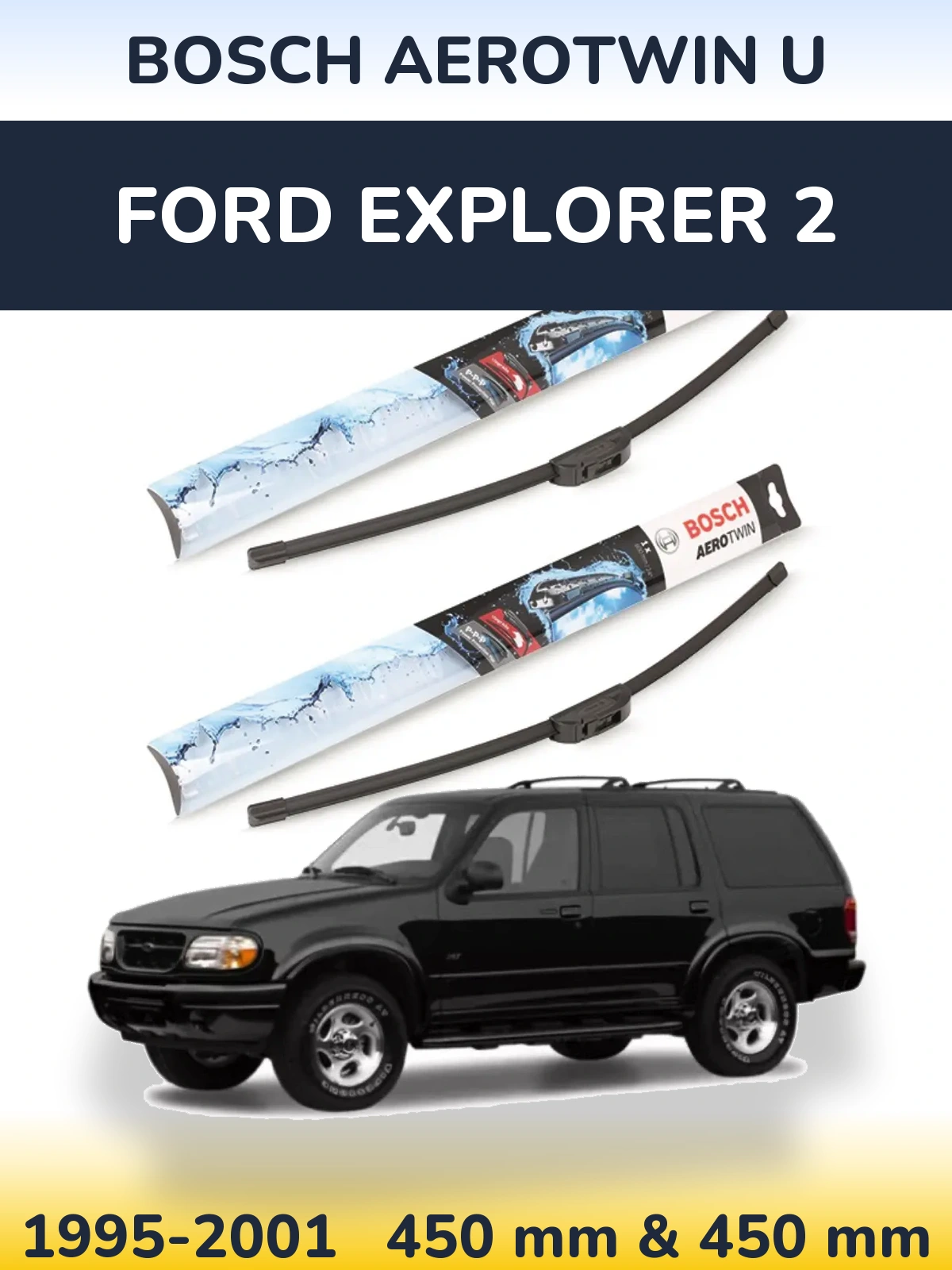 Komplet przednich wycieraczek BOSCH AeroTwin U 450 & 450 mm do Ford Explorer 2 1995-2001