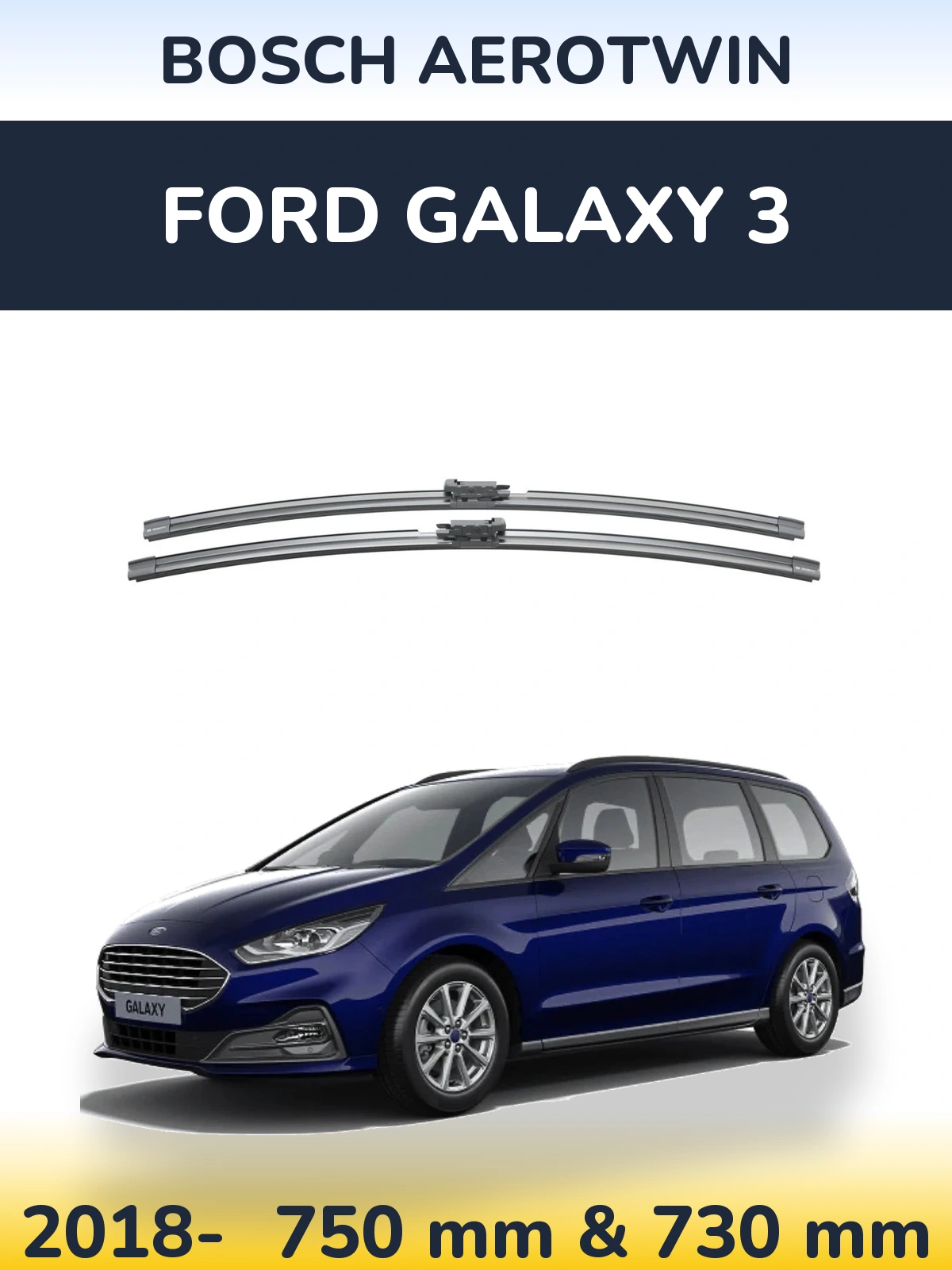 Комплект передніх щіток BOSCH AeroTwin 725 & 725 мм для Ford Galaxy 3 2018-2026
