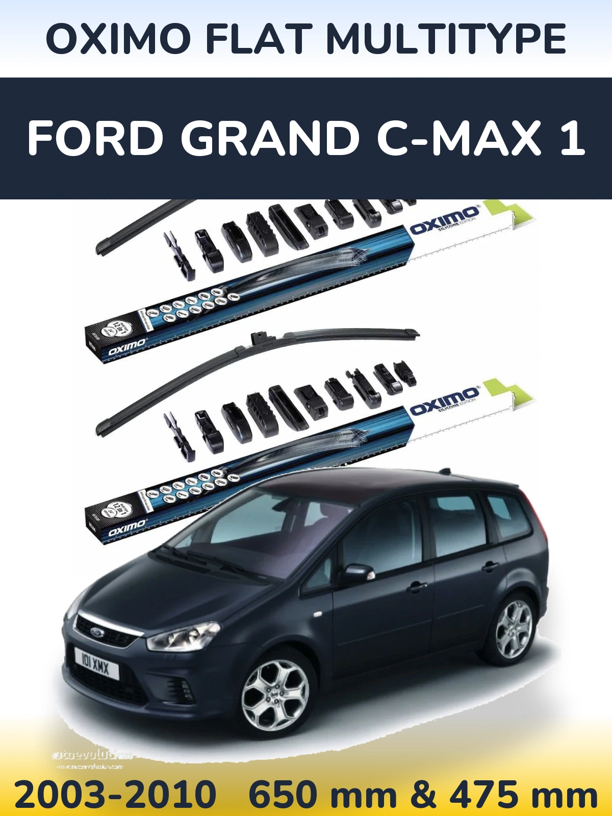 Комплект передних дворников Oximo Flat MultiТипe 650 & 475 мм для Ford Grand C-MAX 1 2003-2010