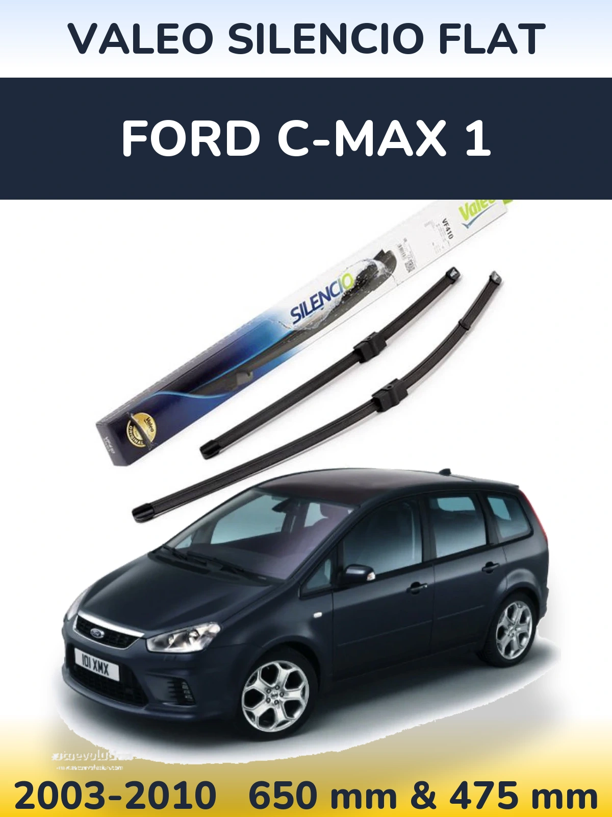 Комплект передних дворников Valeo Silencio Flat 650 & 475 мм для Ford C-MAX 1 2003-2010