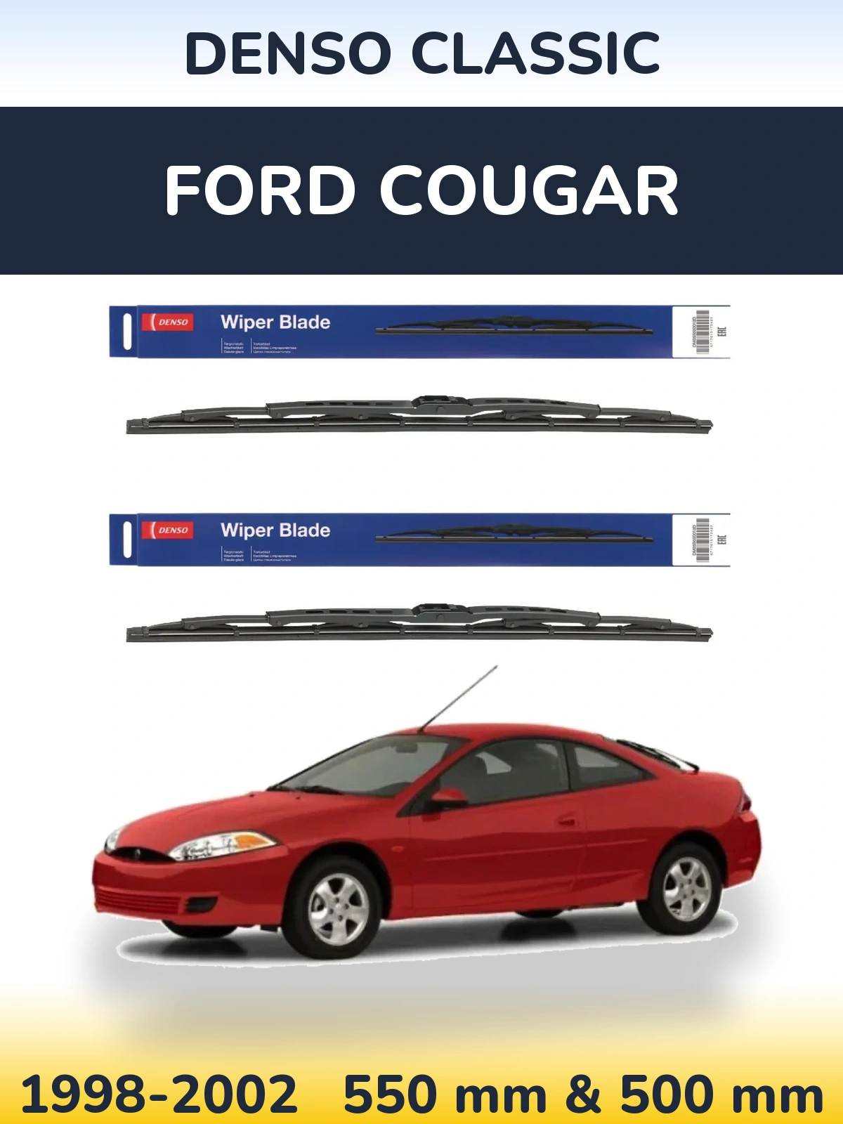 Комплект передніх щіток Denso Classic 550 & 500 мм для Ford Cougar 1998-2002