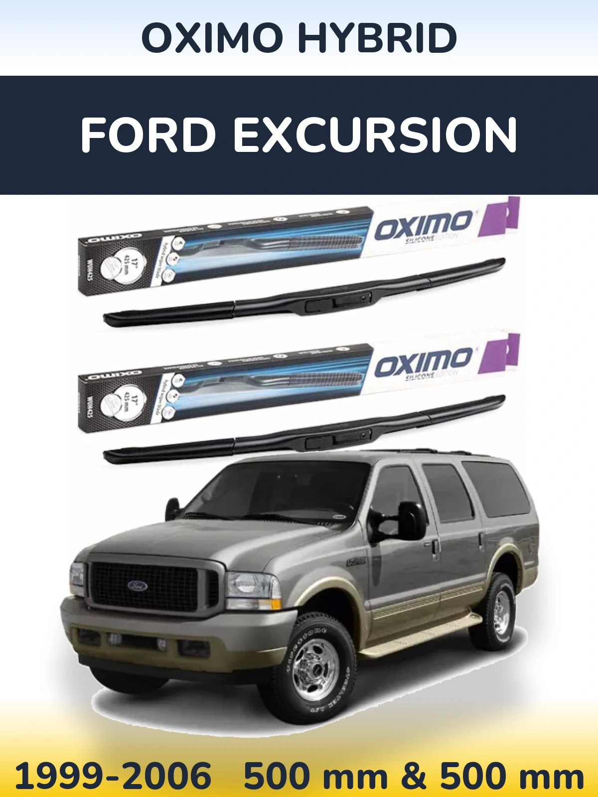 Комплект передних дворников Oximo Hybrid 500 & 500 мм для Ford Excursion 1999-2006