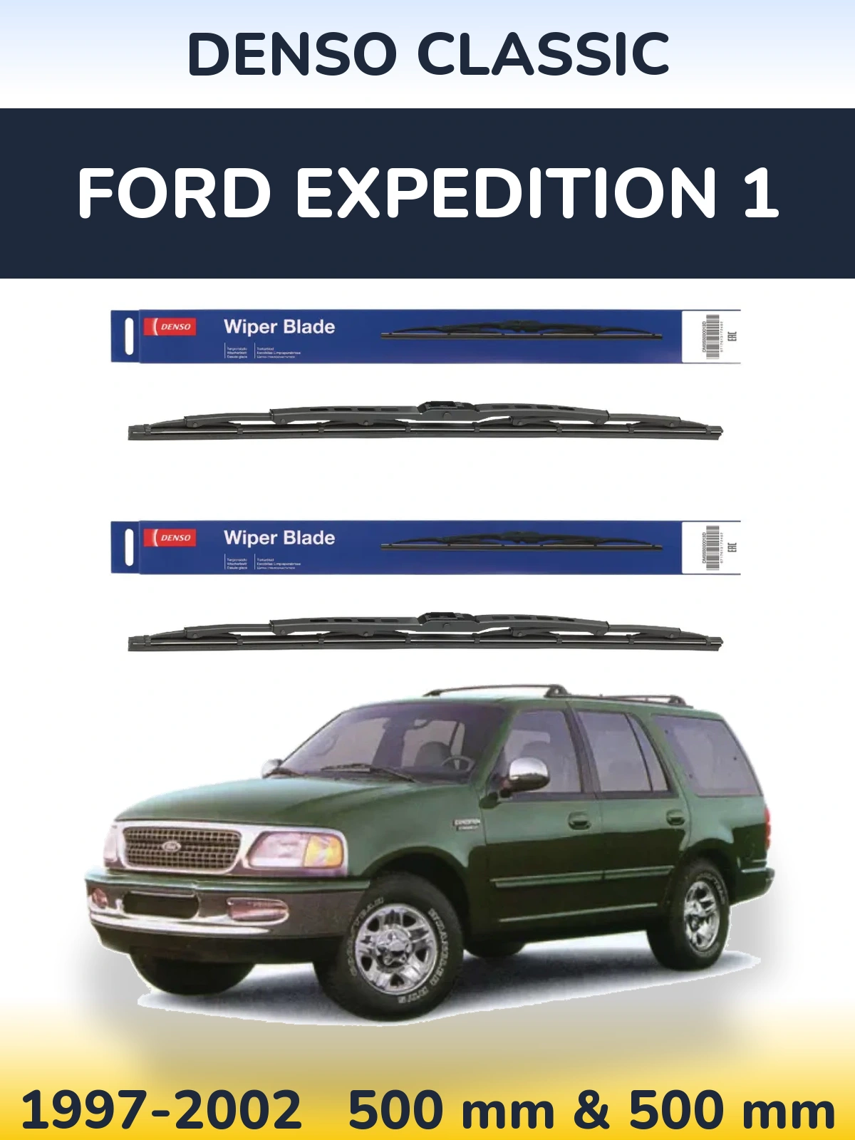 Komplet przednich wycieraczek Denso Classic 500 & 500 mm do Ford Expedition 1 1997-2002