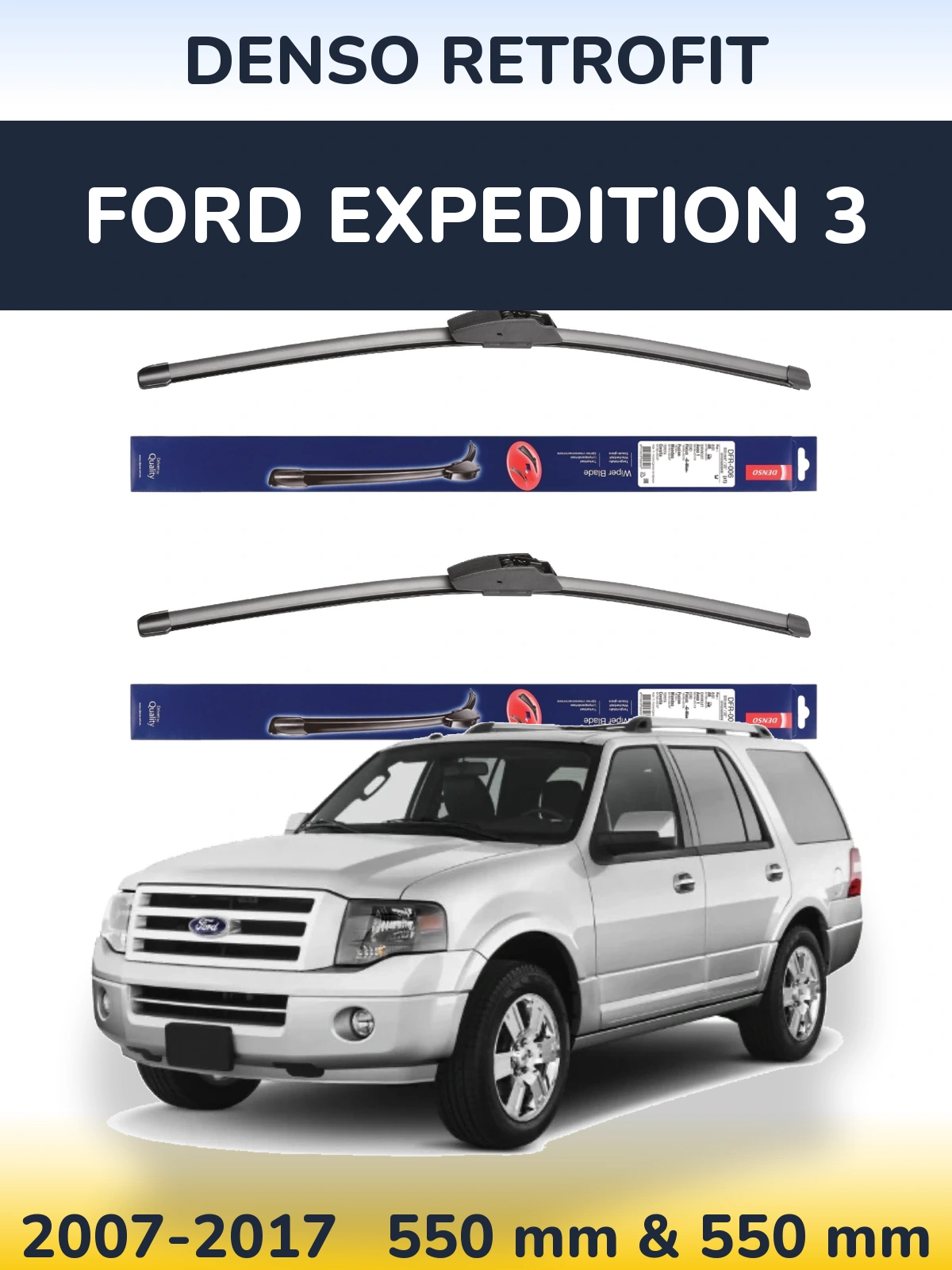 Комплект передних дворников Denso Retrofit 550 & 550 мм для Ford Expedition 3 2007-2017