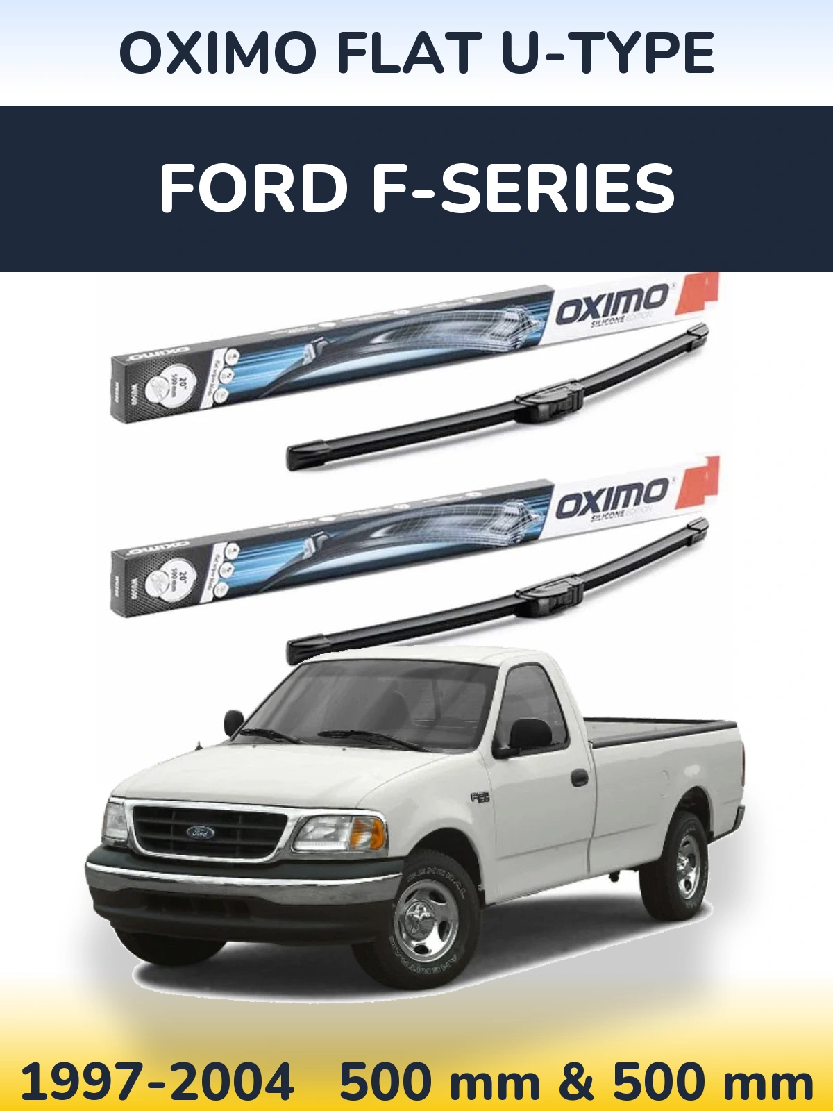 Комплект передних дворников Oximo Flat U-type 500 & 500 мм для Ford F-series 1997-2004