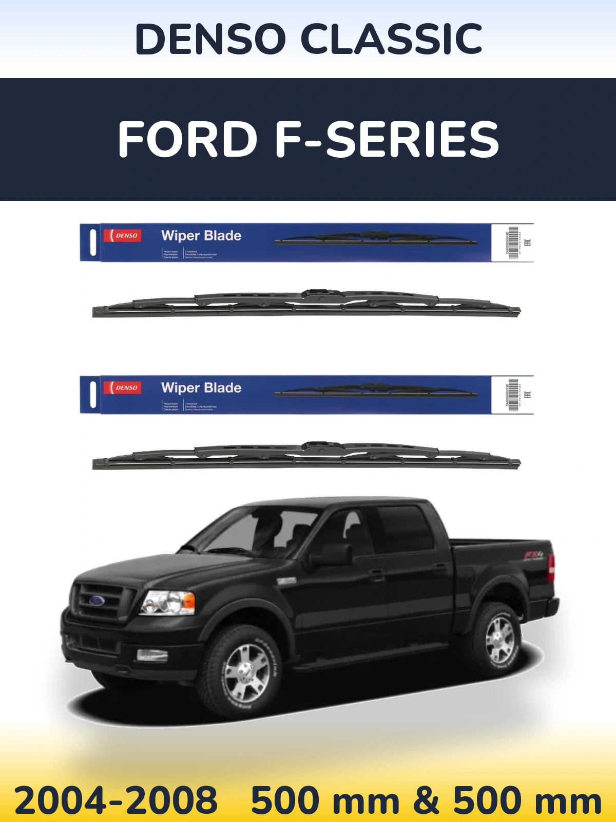 Komplet przednich wycieraczek Denso Classic 500 & 500 mm do Ford F-series 2004-2008