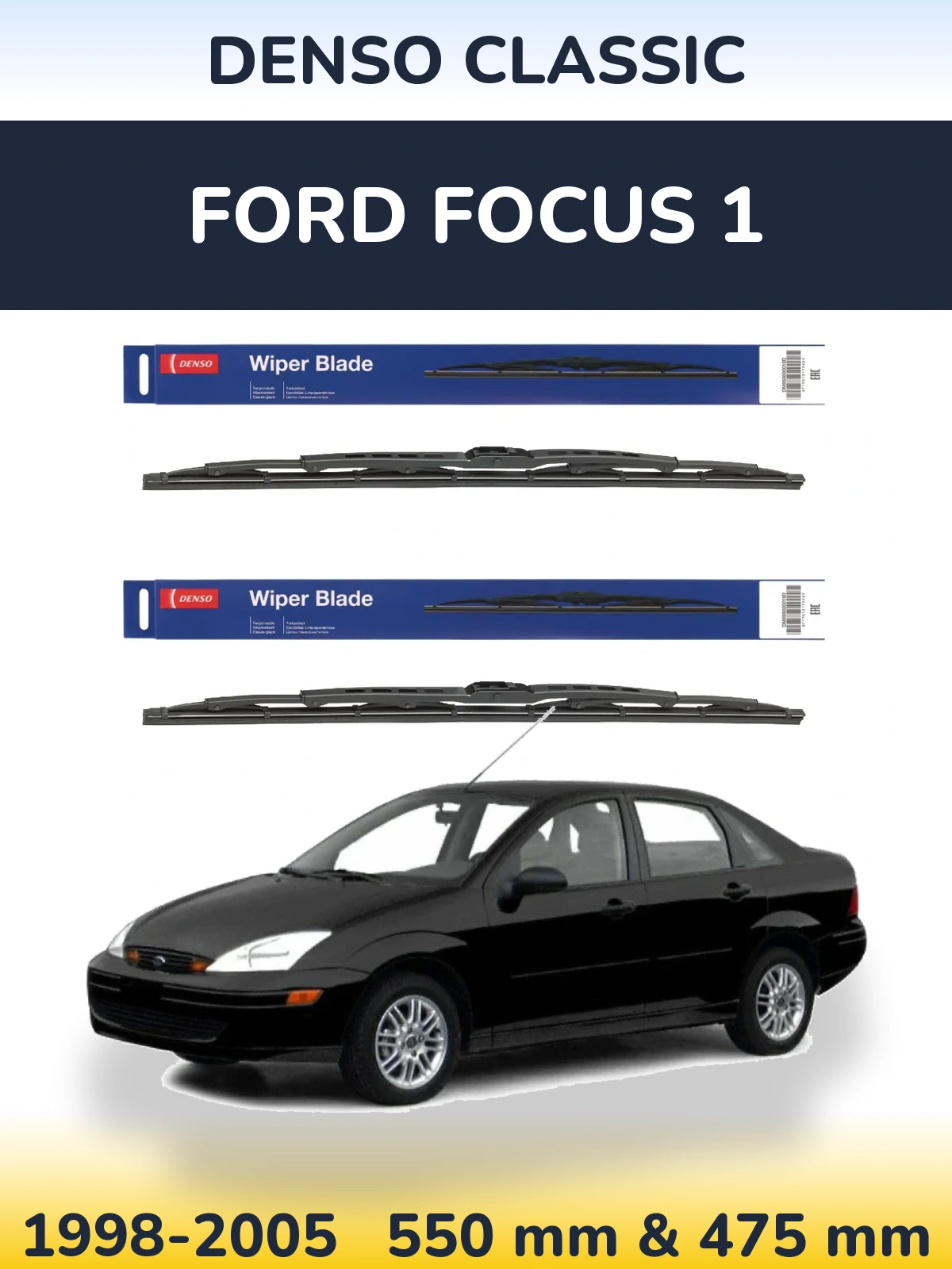 Komplet przednich wycieraczek Denso Classic 550 & 475 mm do Ford Focus 1 1998-2005