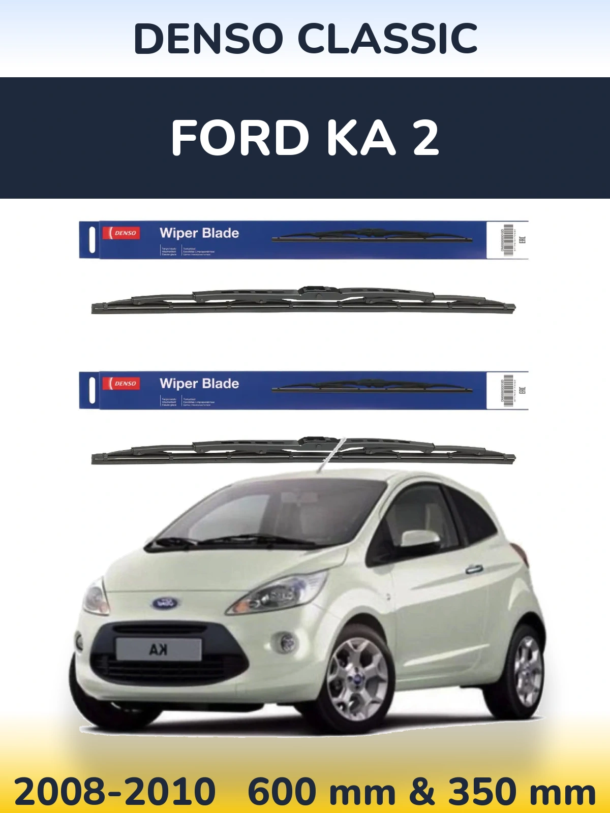 Komplet przednich wycieraczek Denso Classic 600 & 350 mm do Ford Ka 2 2008-2010