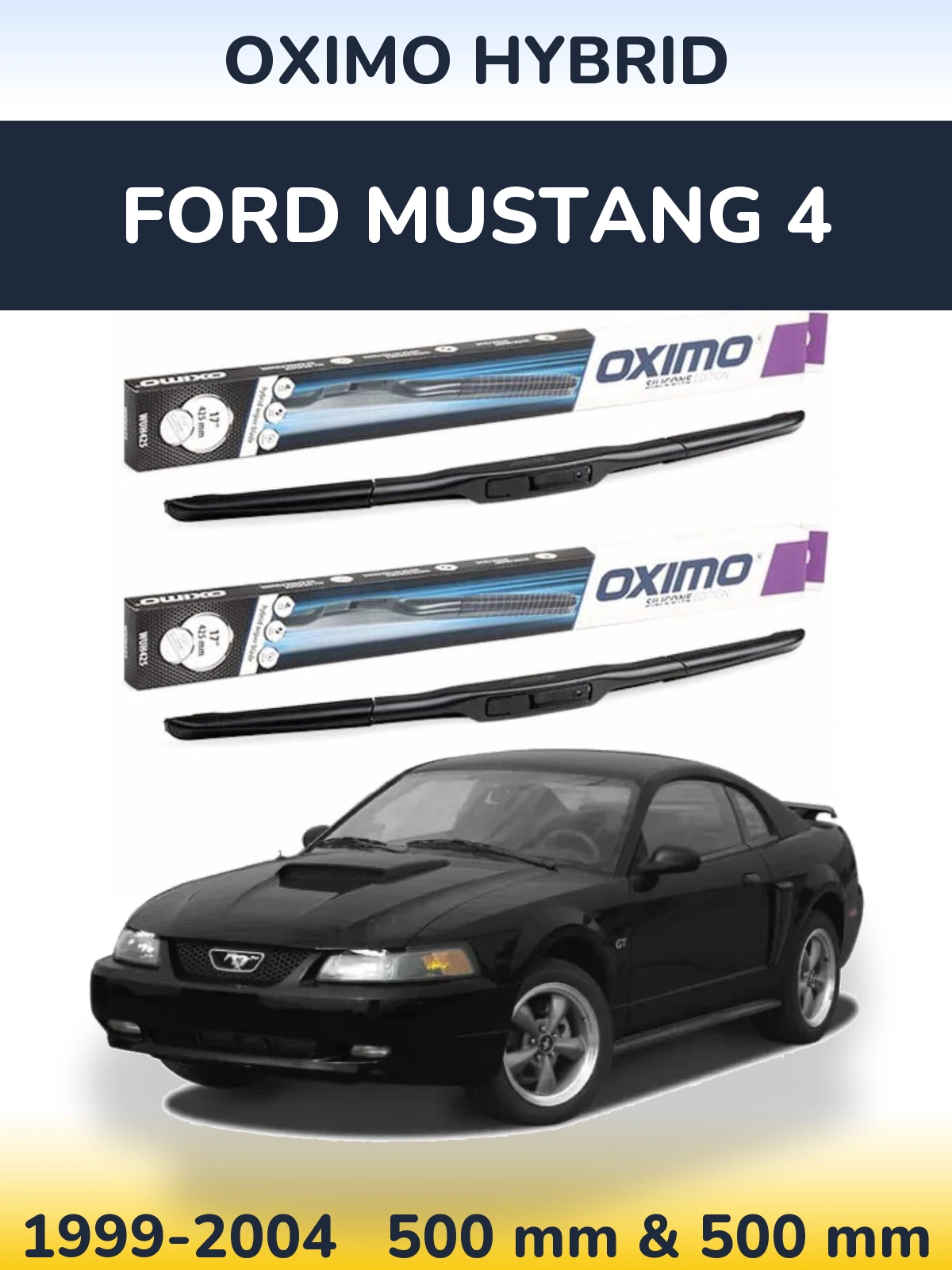 Комплект передних дворников Oximo Hybrid 500 & 500 мм для Ford Mustang 4 1999-2004
