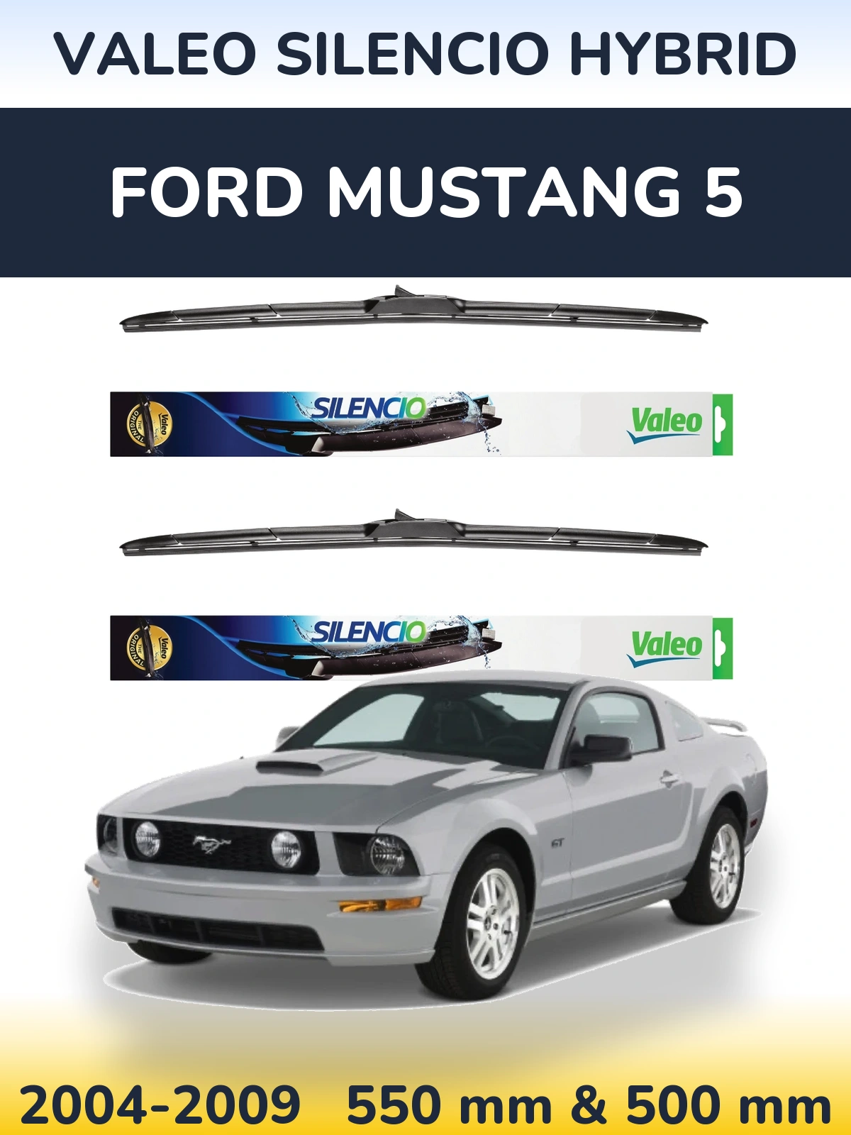 Комплект передних дворников Valeo Silencio Hybrid 550 & 500 мм для Ford Mustang 5 2004-2009