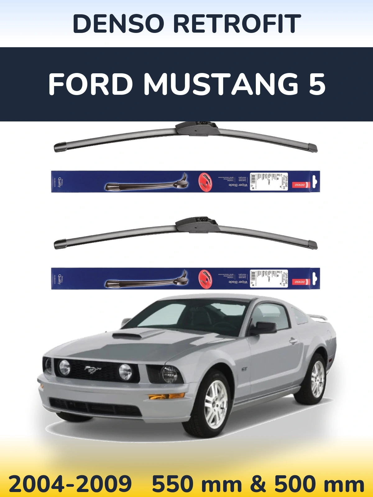 Комплект передних дворников Denso Retrofit 550 & 500 мм для Ford Mustang 5 2004-2009