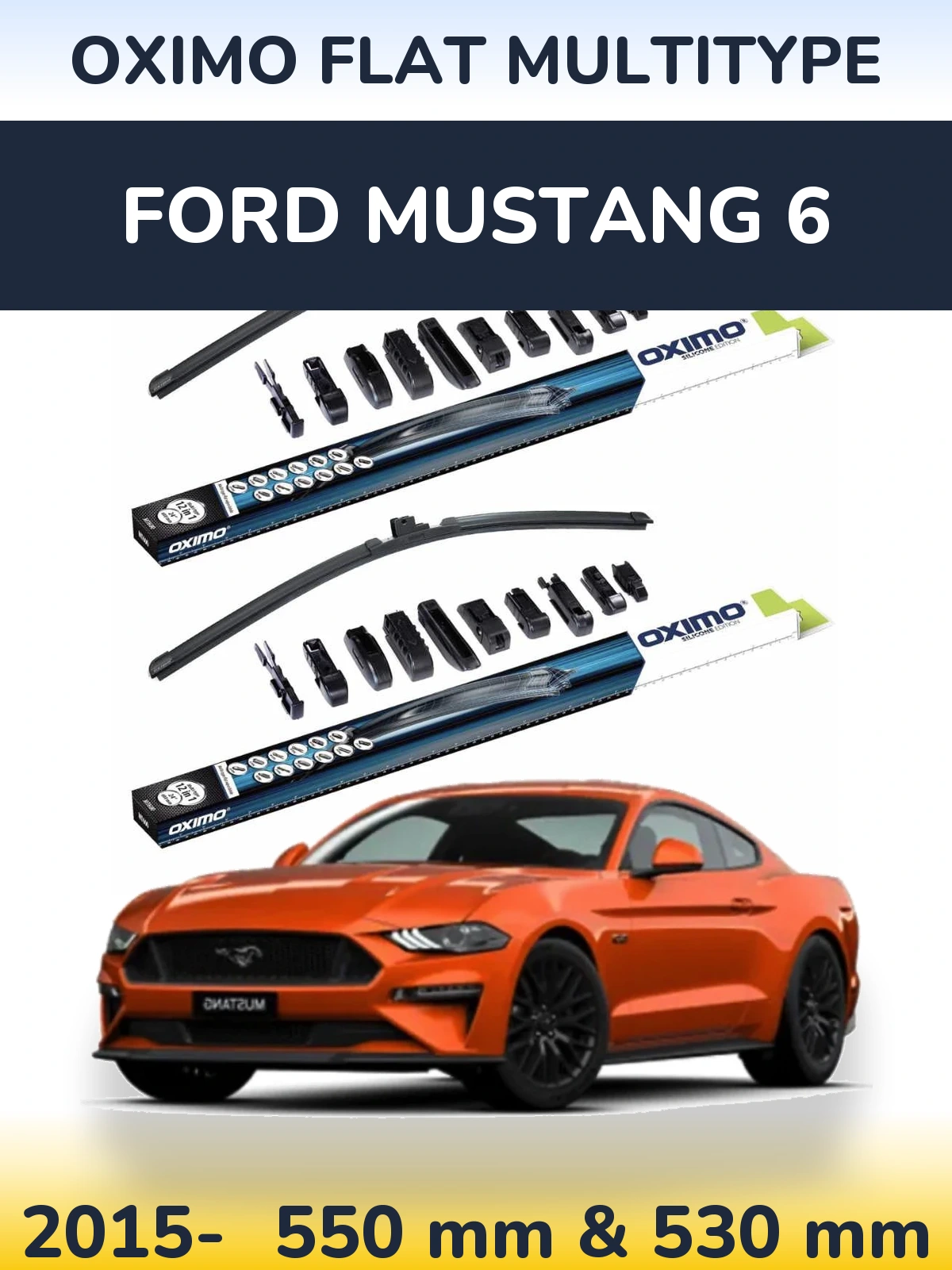 Komplet przednich wycieraczek Oximo Flat MultiType 550 & 530 mm do Ford Mustang 6 2015-2026