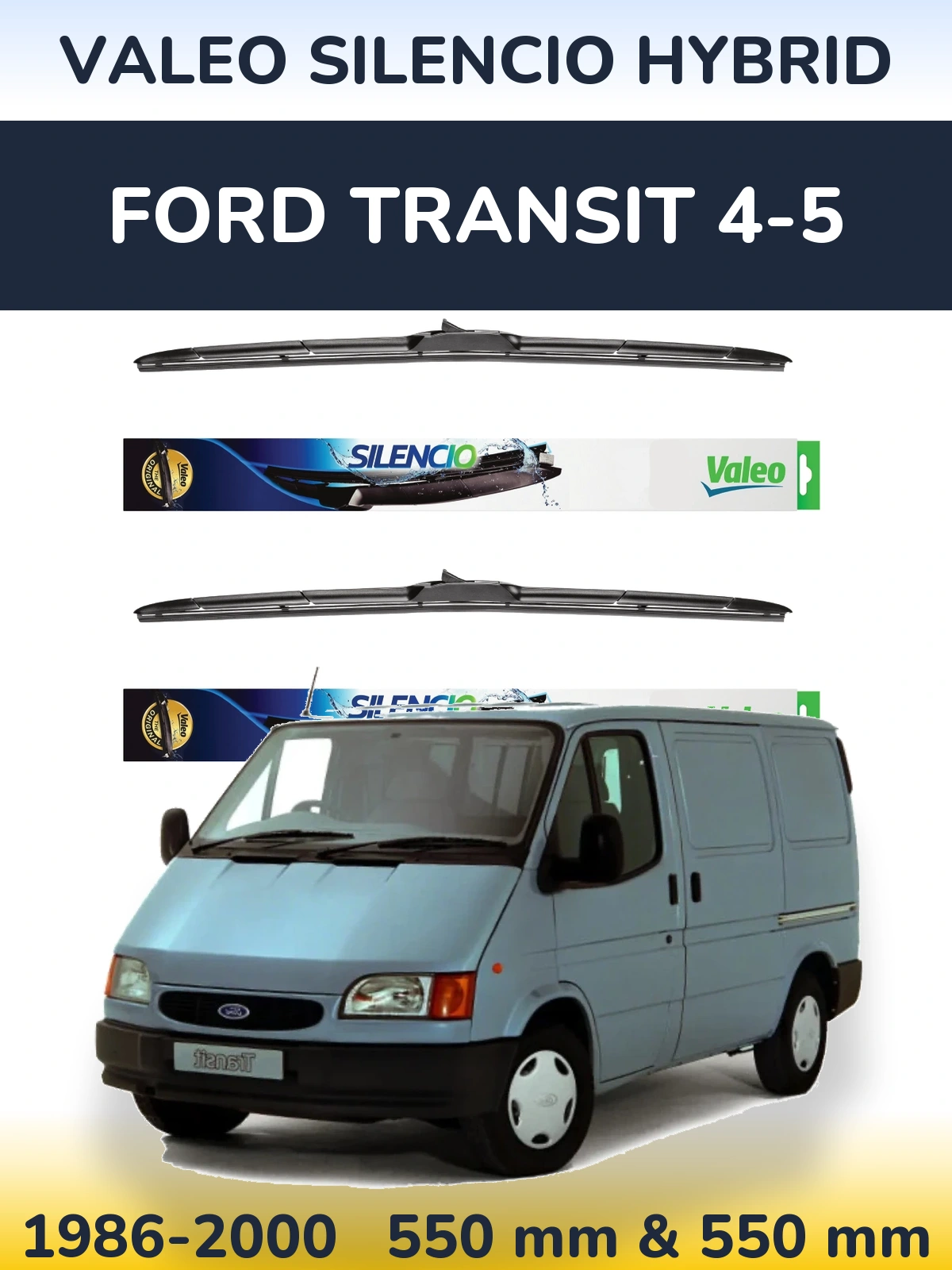 Комплект передних дворников Valeo Silencio Hybrid 550 & 550 мм для Ford Transit 4-5 1986-2000