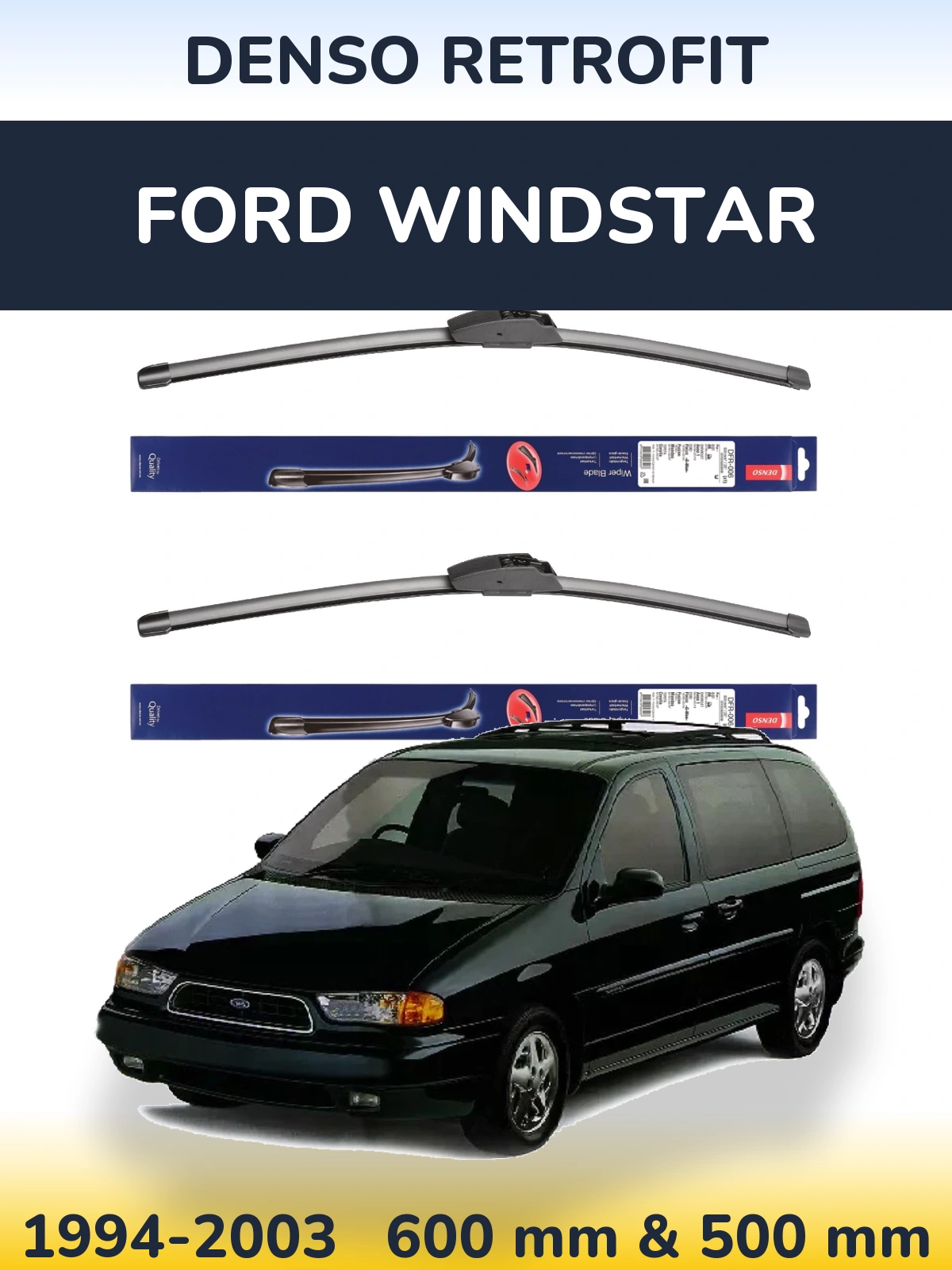 Комплект передних дворников Denso Retrofit 600 & 500 мм для Ford Windstar 1994-2003