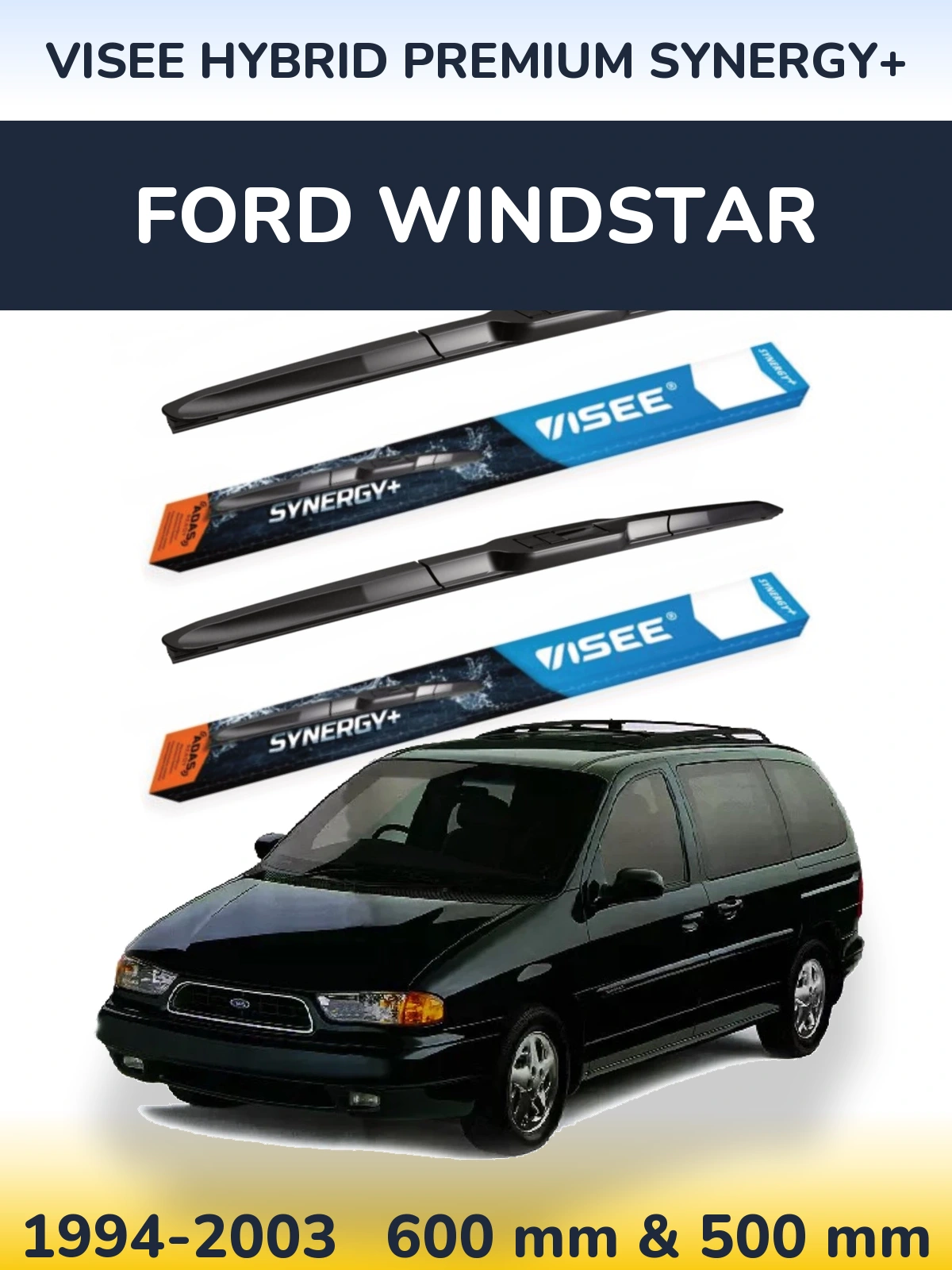 Комплект передних дворников VISEE HYBRID PREMIUM SYNERGY+ 600 & 500 мм для Ford Windstar 1994-2003