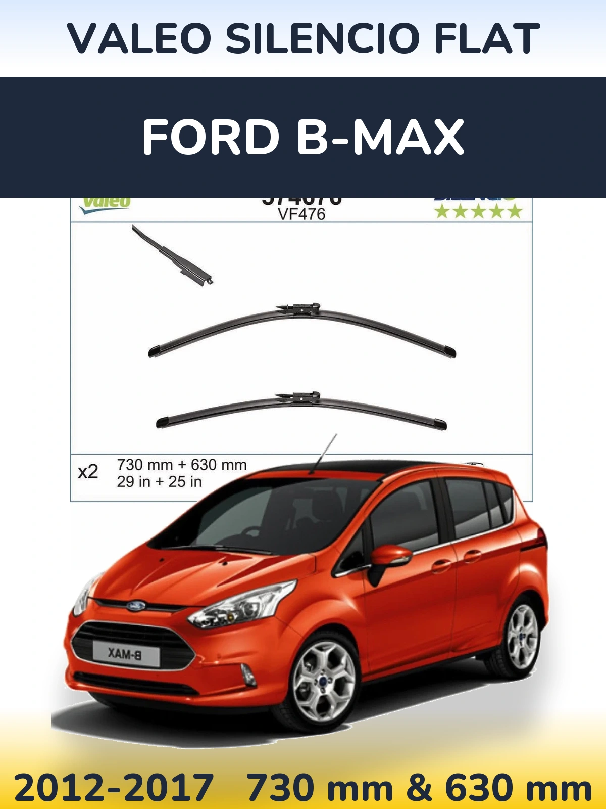 Komplet przednich wycieraczek Valeo Silencio Flat 730 & 630 mm do Ford B-Max 2012-2017