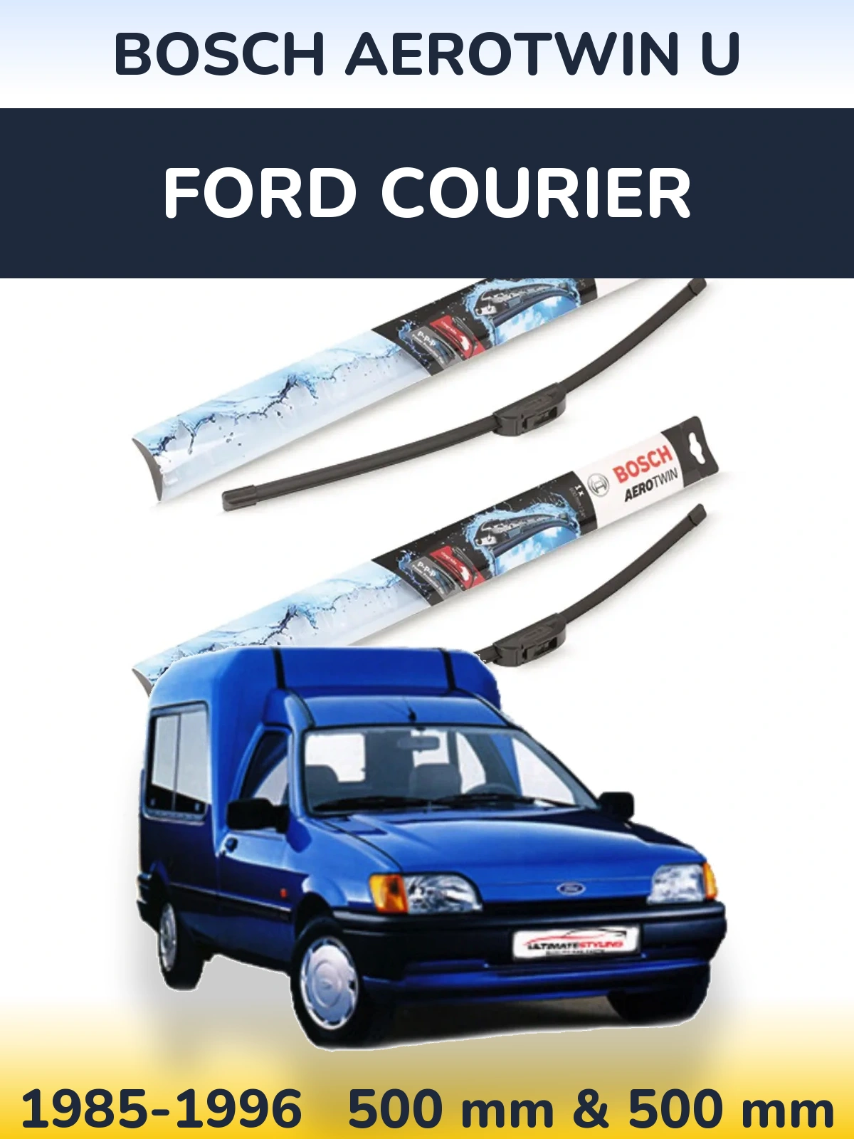 Komplet przednich wycieraczek BOSCH AeroTwin U 500 & 500 mm do Ford Courier 1985-1996