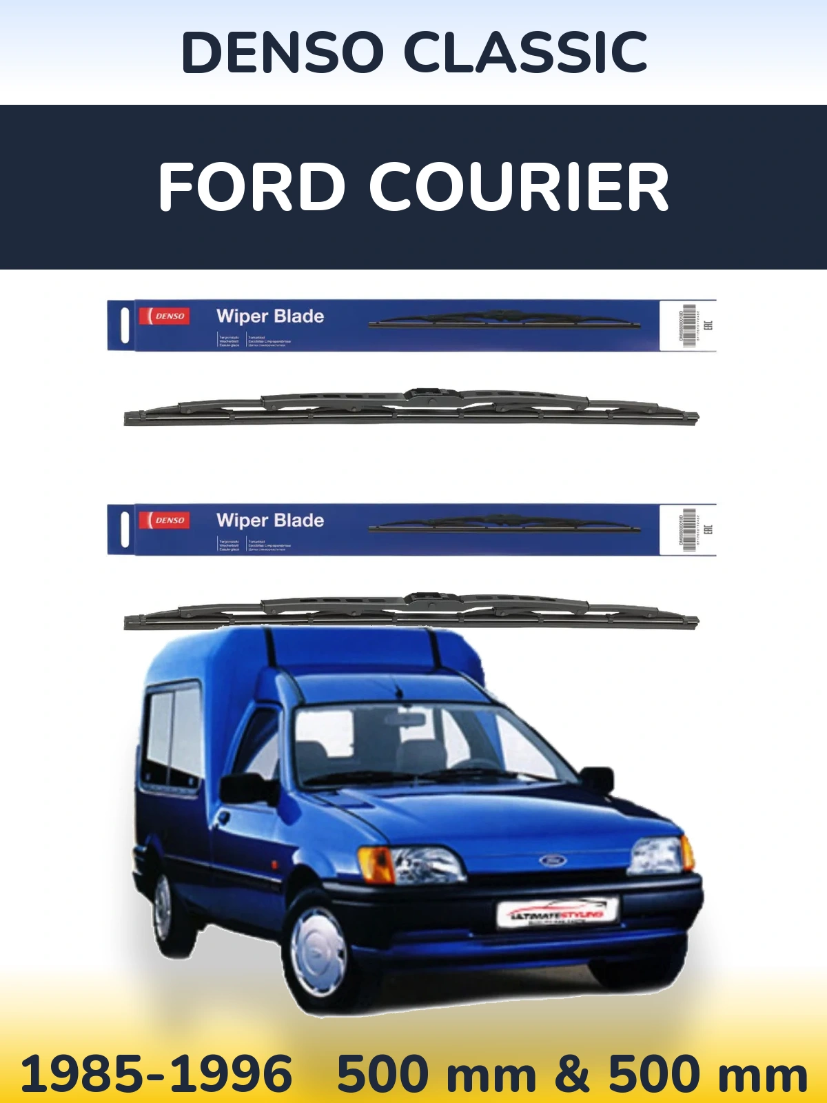 Komplet przednich wycieraczek Denso Classic 500 & 500 mm do Ford Courier 1985-1996