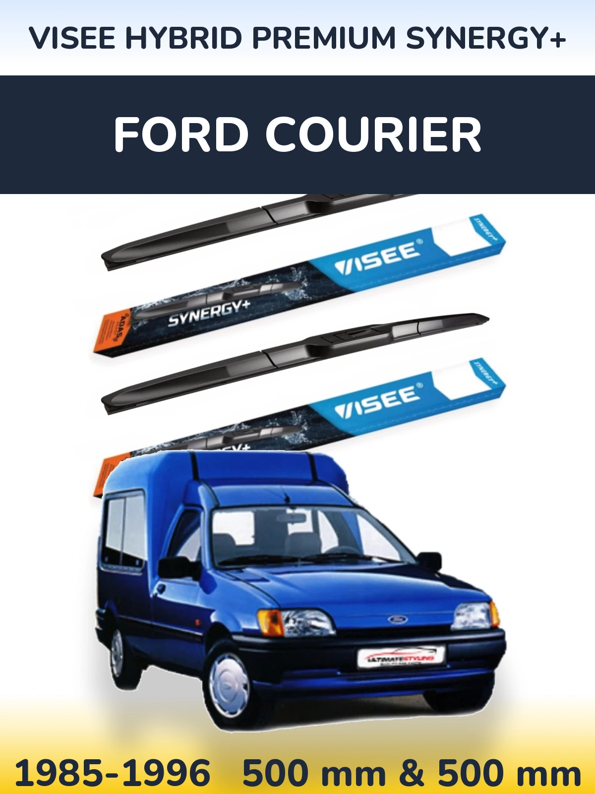 Комплект передних дворников VISEE HYBRID PREMIUM SYNERGY+ 500 & 500 мм для Ford Courier 1985-1996