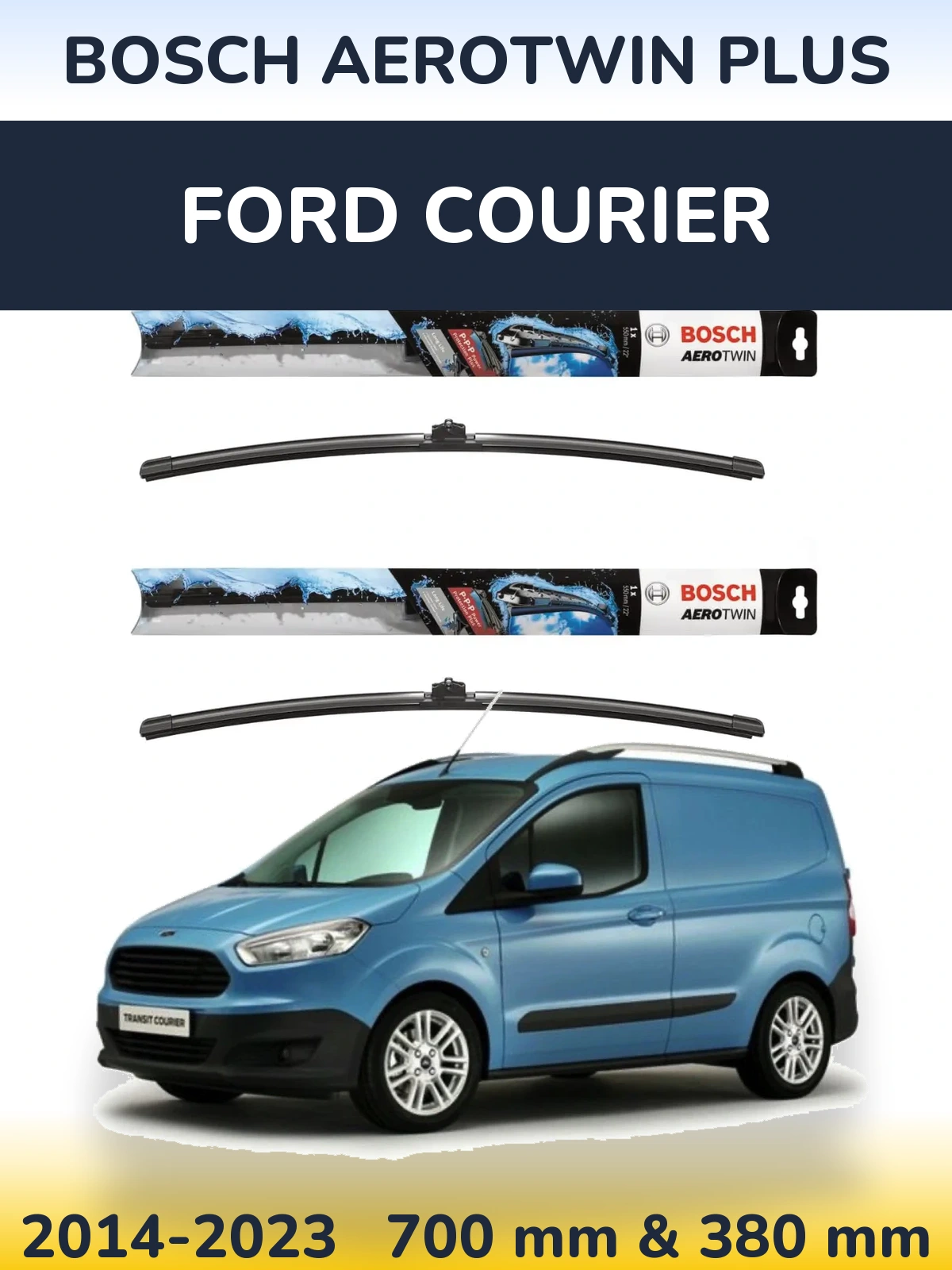 Комплект передних дворников BOSCH AeroTwin Plus 700 & 380 мм для Ford Courier 2014-2023
