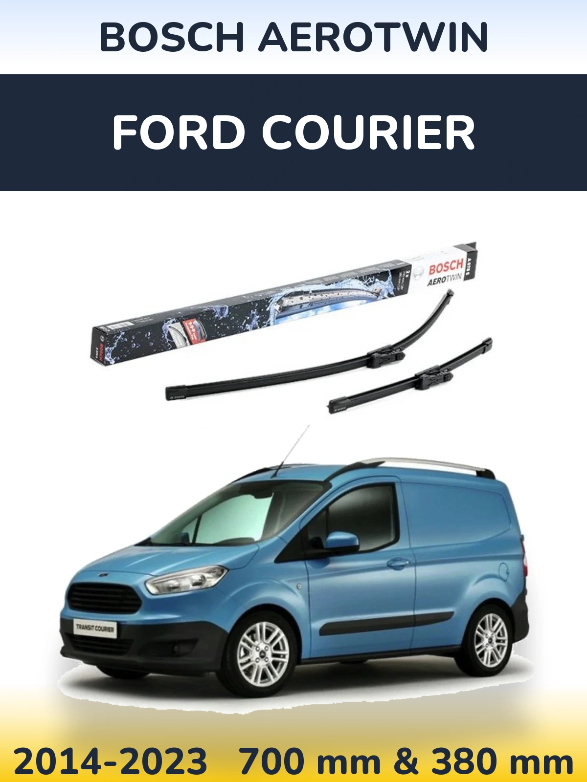 Комплект передних дворников BOSCH AeroTwin 700 & 380 мм для Ford Courier 2014-2023