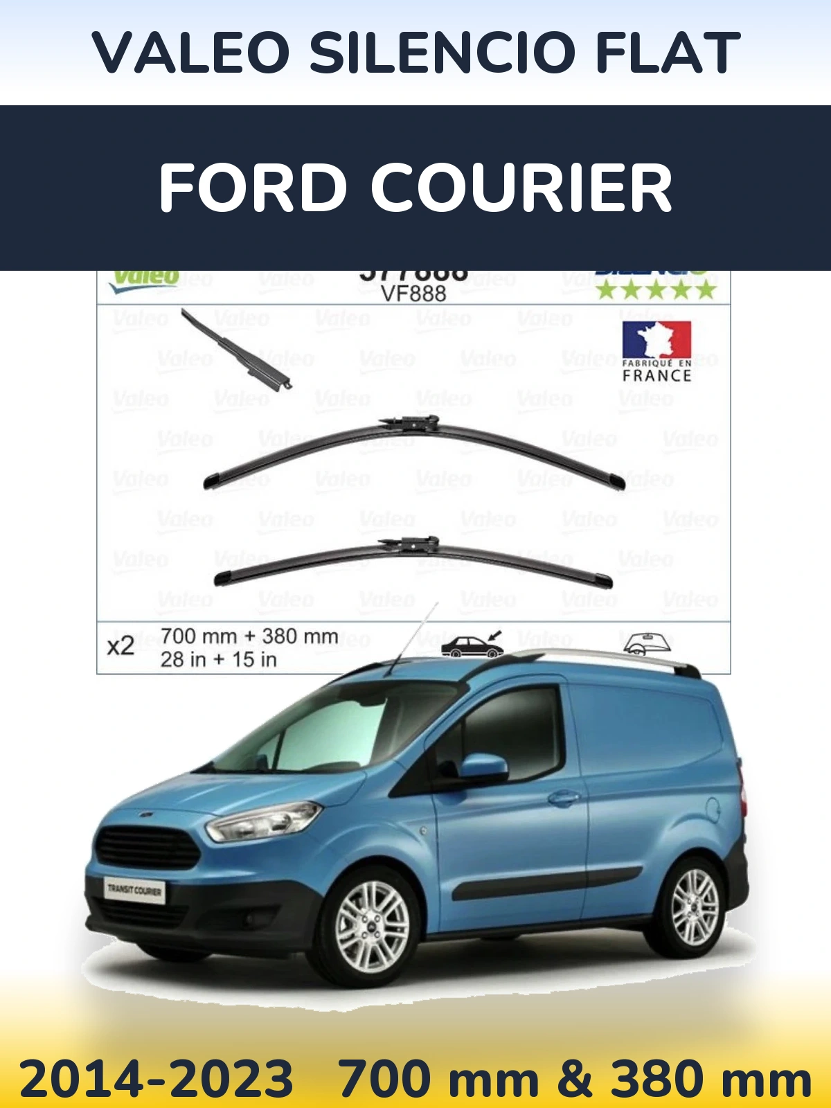 Комплект передніх щіток Valeo Silencio Flat 700 & 380 мм для Ford Courier 2014-2023