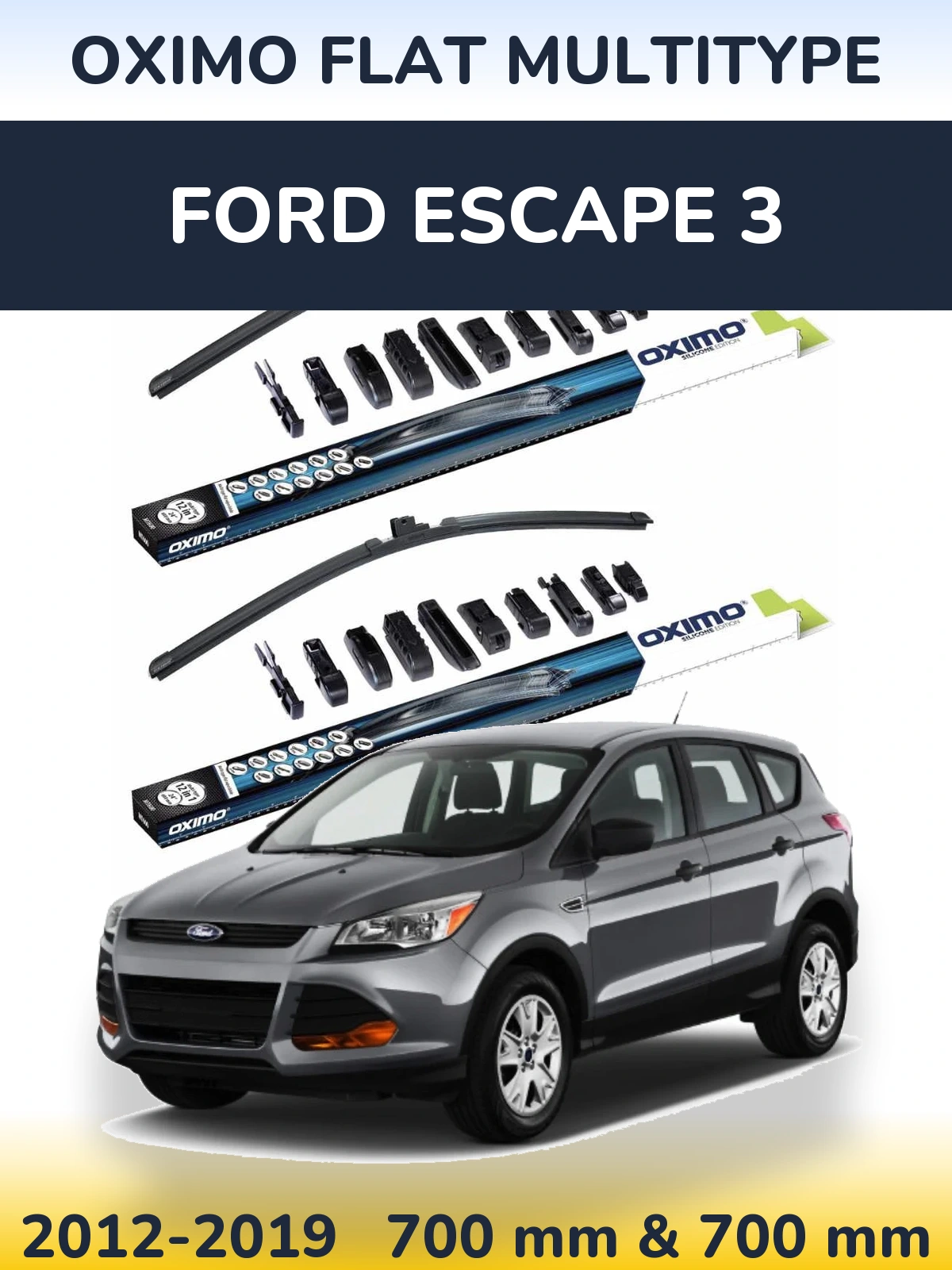 Комплект передних дворников Oximo Flat MultiТипe 700 & 700 мм для Ford Escape 3 2012-2019