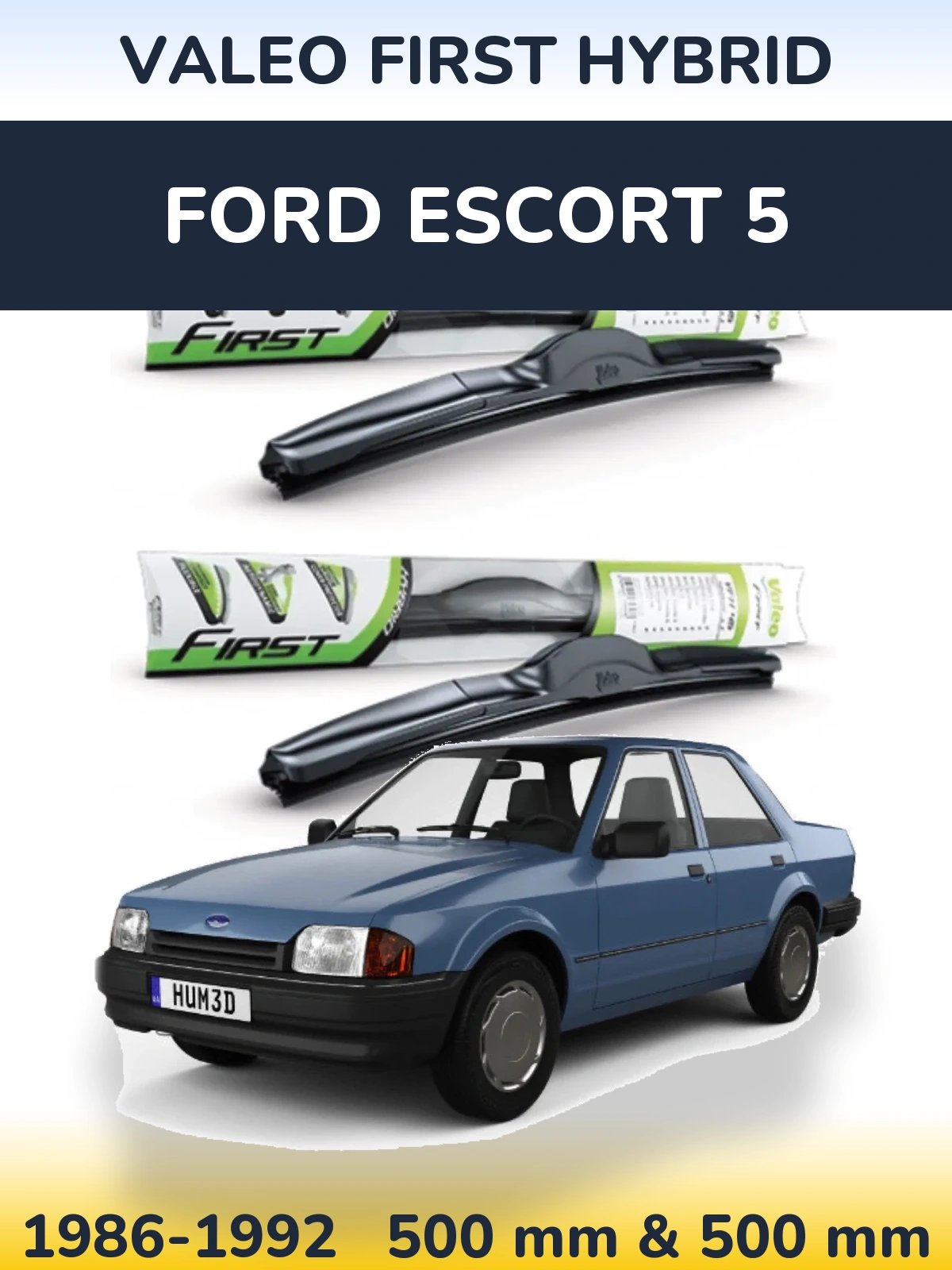 Комплект передних дворников Valeo First Hybrid 500 & 500 мм для Ford Escort 5 1986-1992