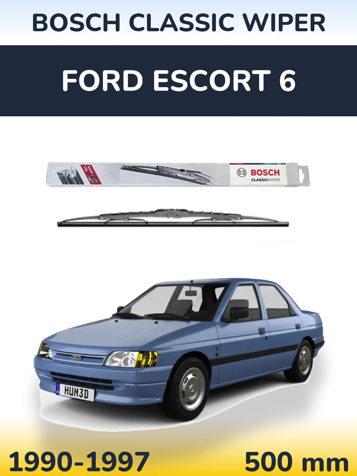 Rear wiper blade BOSCH Classic Wiper 500 mm for Ford Escort 6 1990-1997