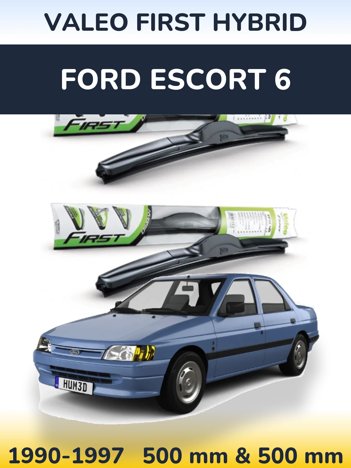Комплект передніх щіток Valeo First Hybrid 500 & 500 мм для Ford Escort 6 1990-1997
