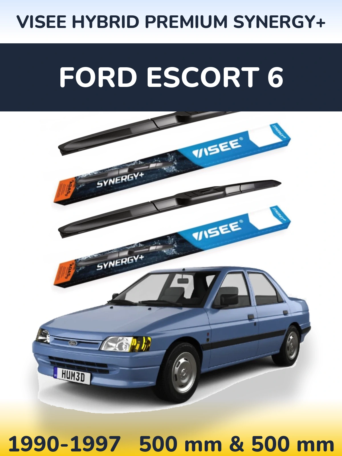 Komplet przednich wycieraczek VISEE HYBRID PREMIUM SYNERGY+ 500 & 500 mm do Ford Escort 6 1990-1997