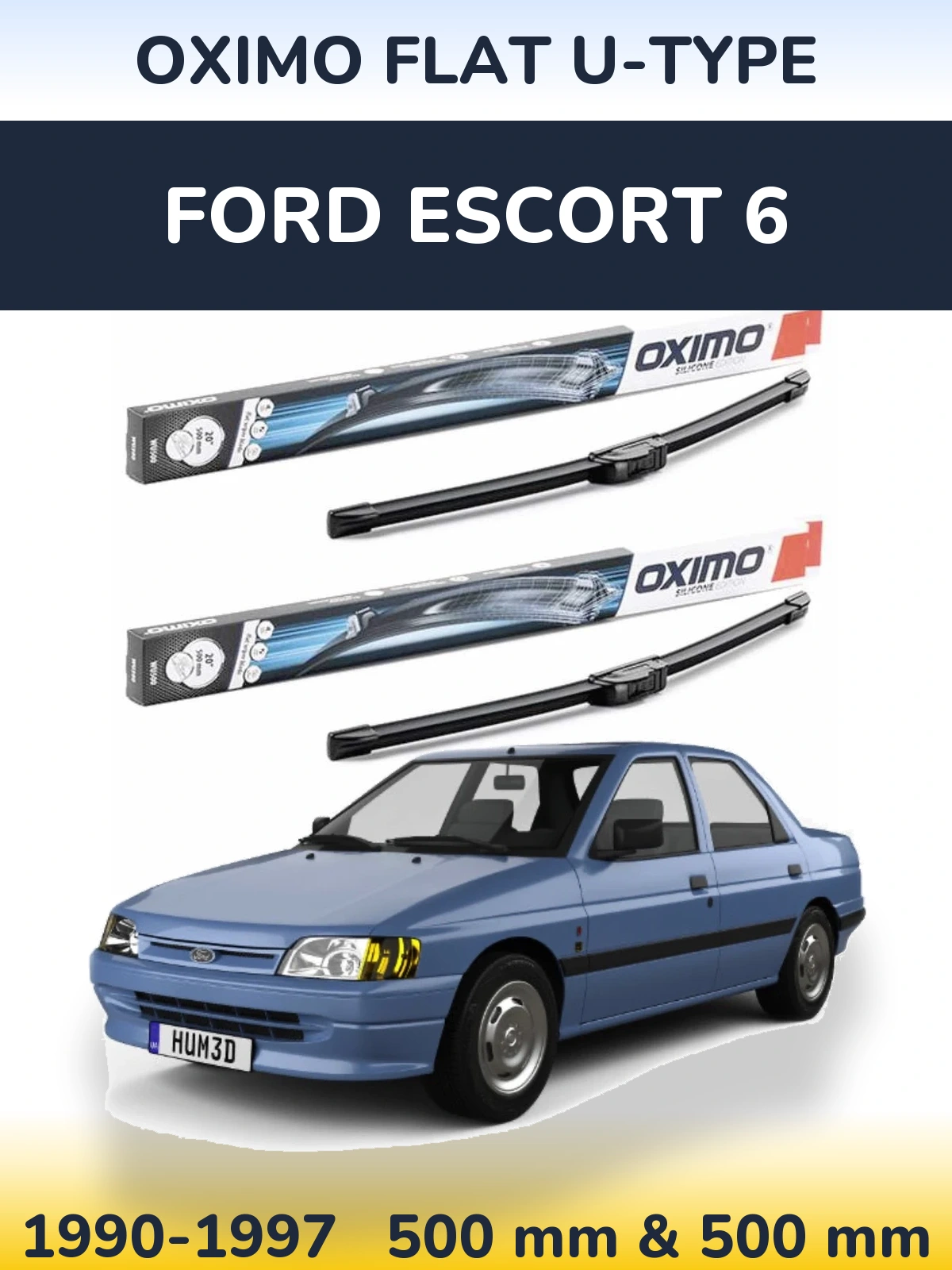 Комплект передніх щіток Oximo Flat U-type 500 & 500 мм для Ford Escort 6 1990-1997