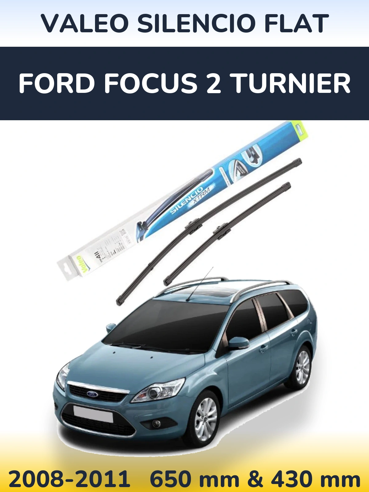 Комплект передних дворников Valeo Silencio Flat 650 & 420 мм для Ford Focus 2 Turnier 2008-2011