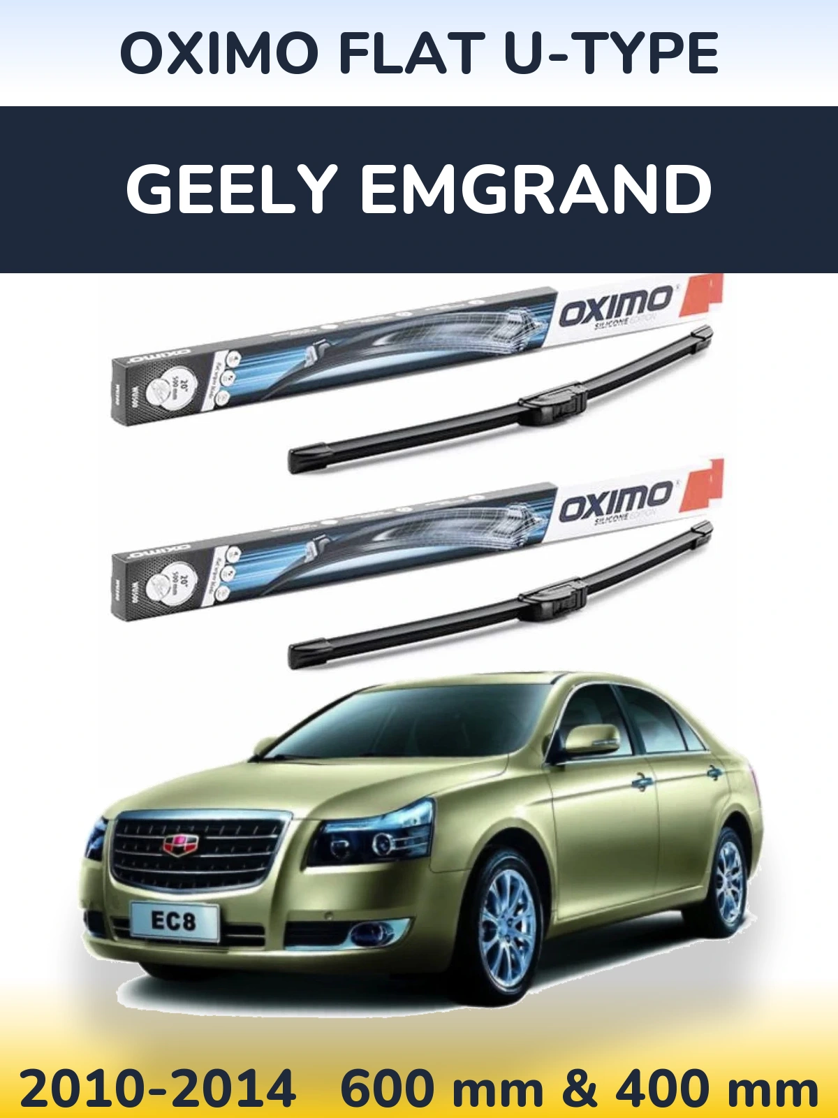 Komplet przednich wycieraczek Oximo Flat U-type 600 & 400 mm do Geely Emgrand 2010-2014