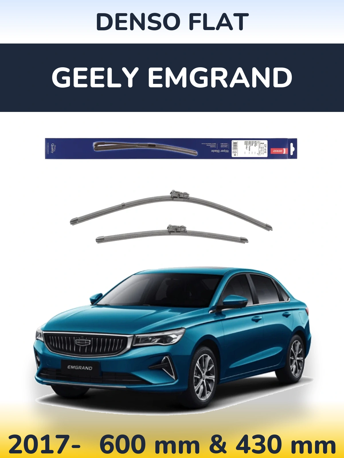 Komplet przednich wycieraczek Denso Flat 600 & 430 mm do Geely Emgrand 2017-2026