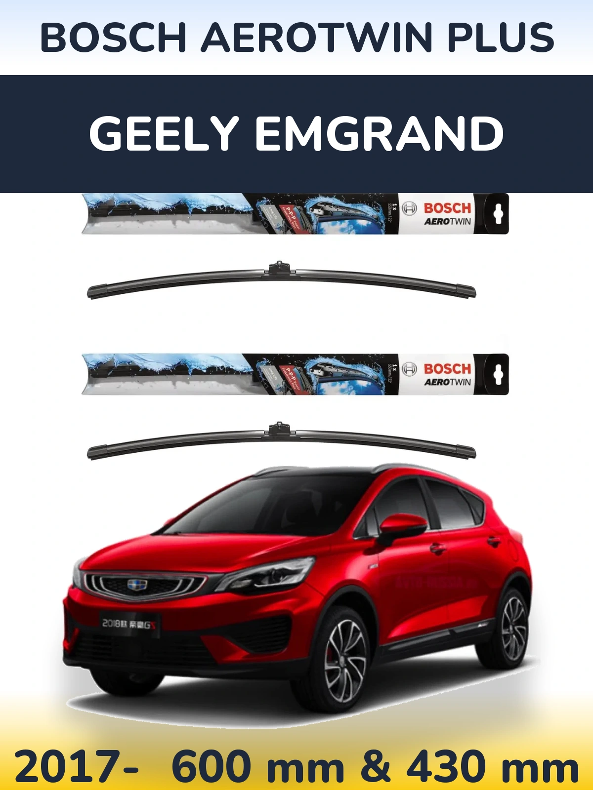 Komplet przednich wycieraczek BOSCH AeroTwin Plus 600 & 430 mm do Geely Emgrand 2017-2026