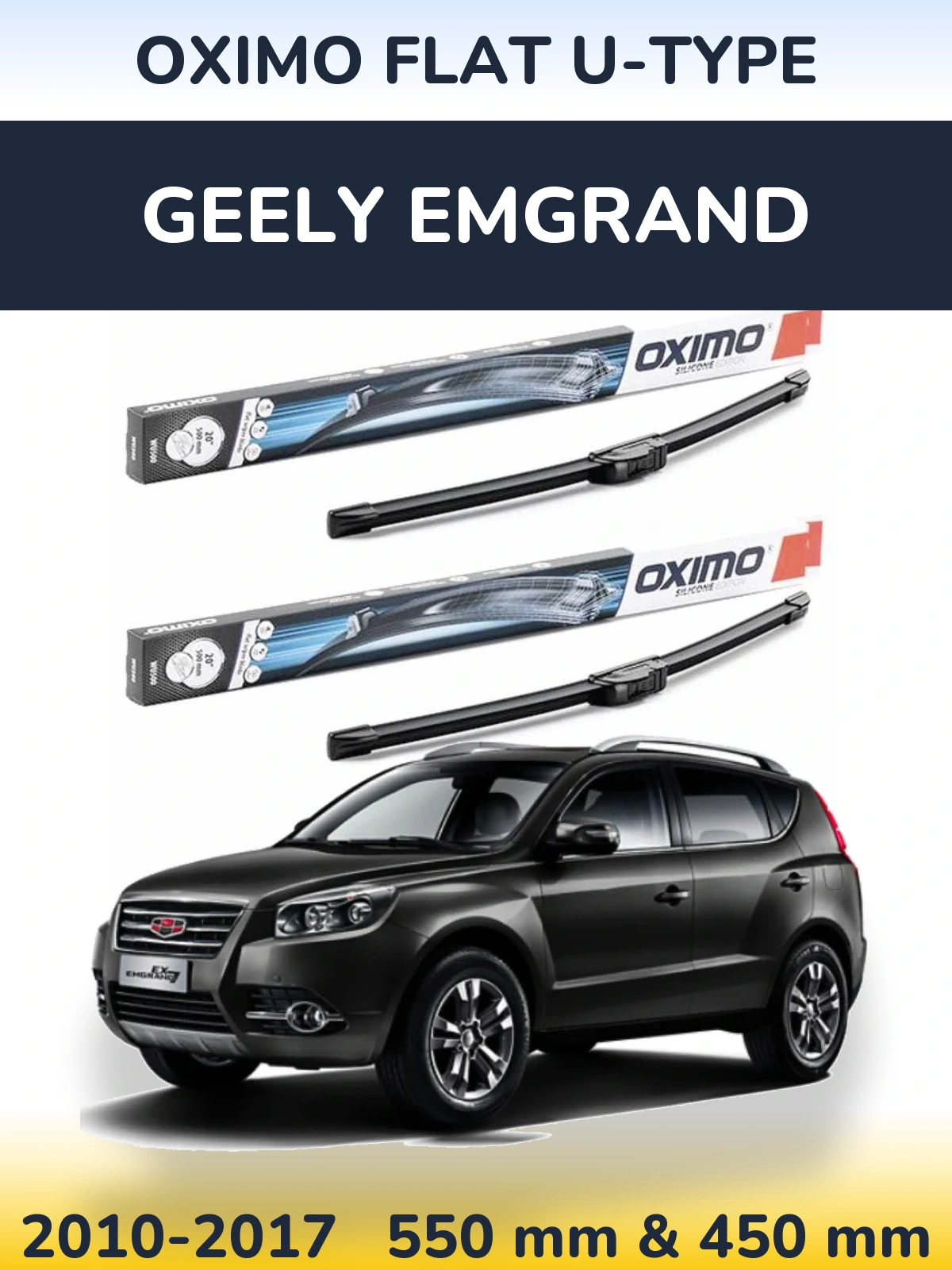 Komplet przednich wycieraczek Oximo Flat U-type 550 & 450 mm do Geely Emgrand 2010-2017