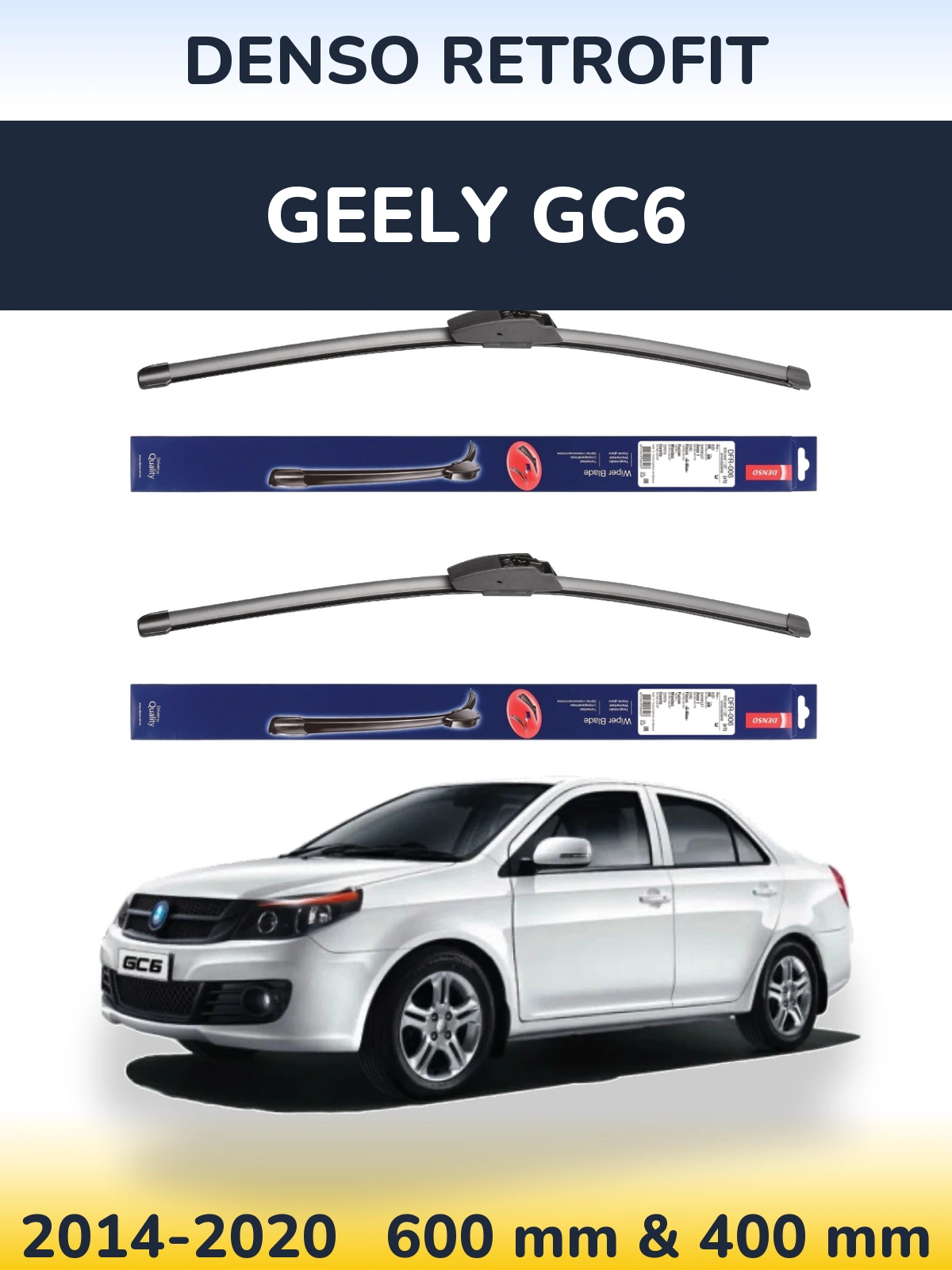 Komplet przednich wycieraczek Denso Retrofit 600 & 400 mm do Geely GC6 2014-2020